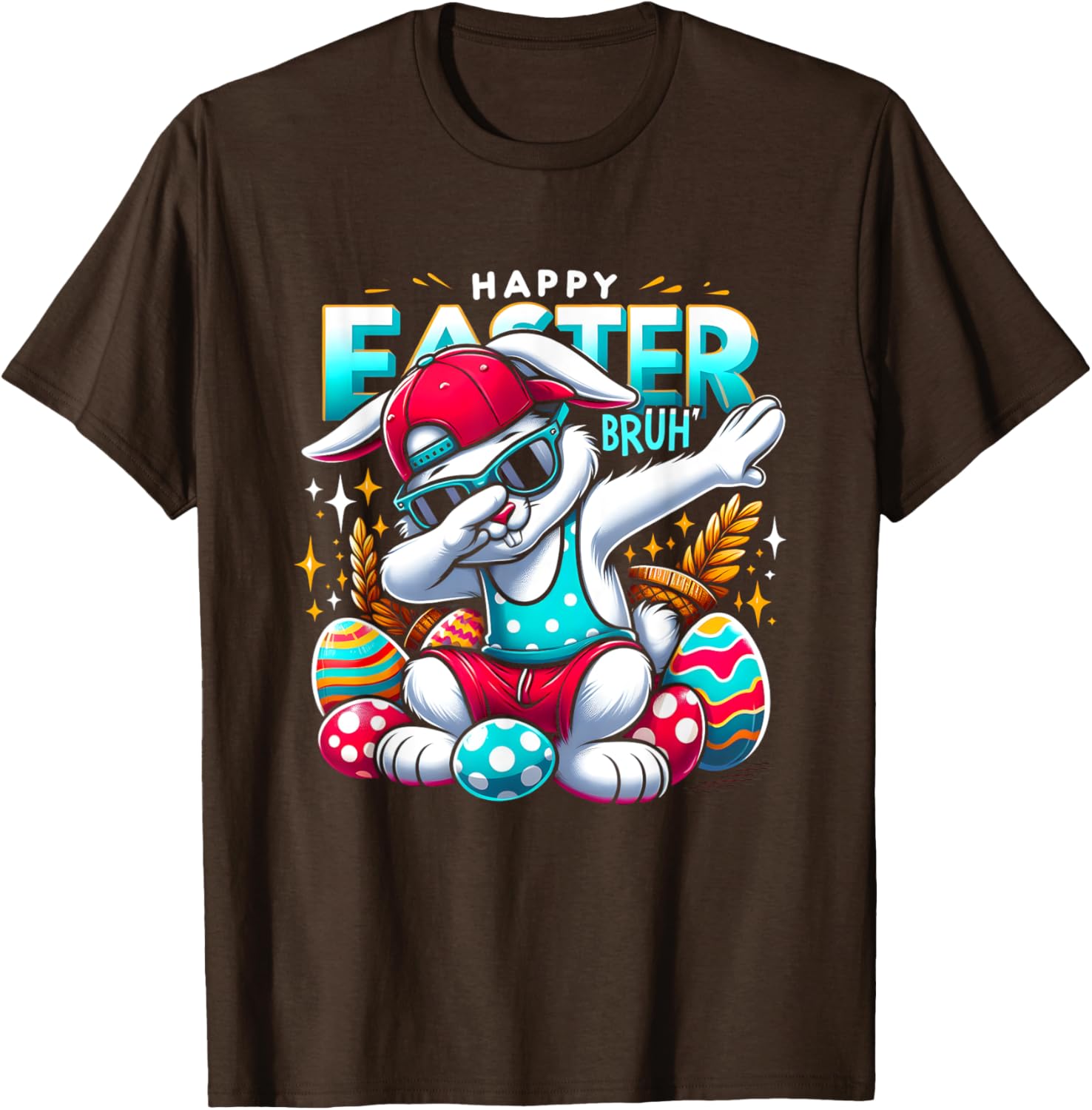 Dabbing Bunny Happy Easter Bruh Funny Dab Boy Christian Eggs T-Shirt