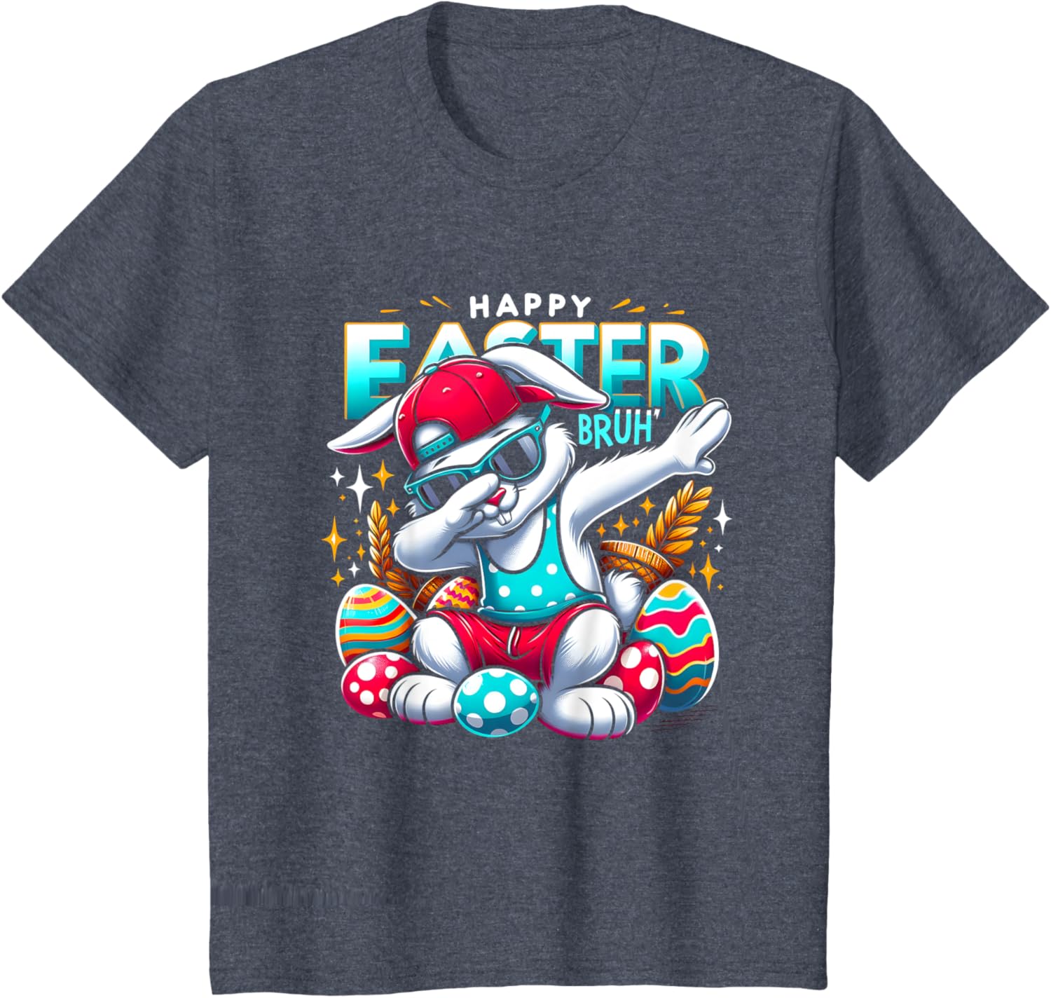 Dabbing Bunny Happy Easter Bruh Funny Dab Boy Christian Eggs T-Shirt