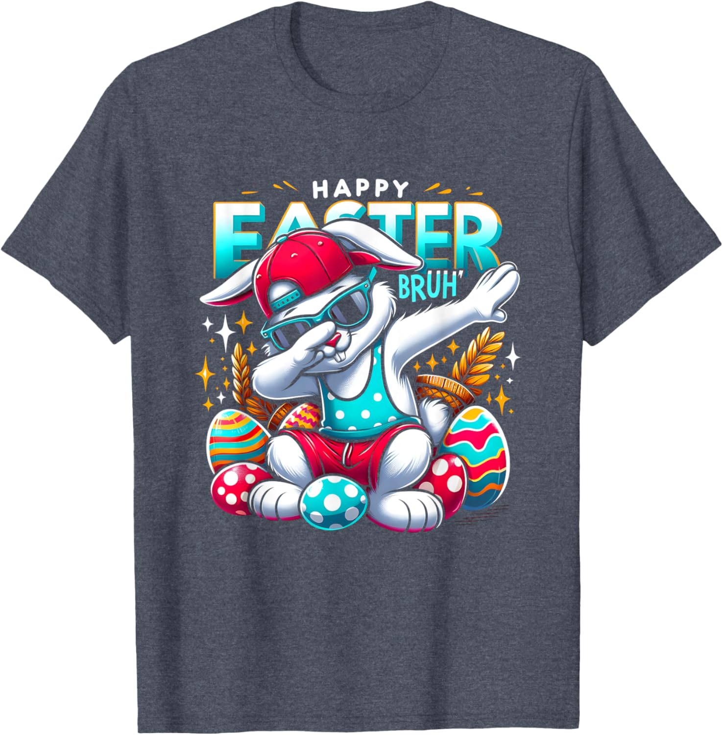 Dabbing Bunny Happy Easter Bruh Funny Dab Boy Christian Eggs T-Shirt