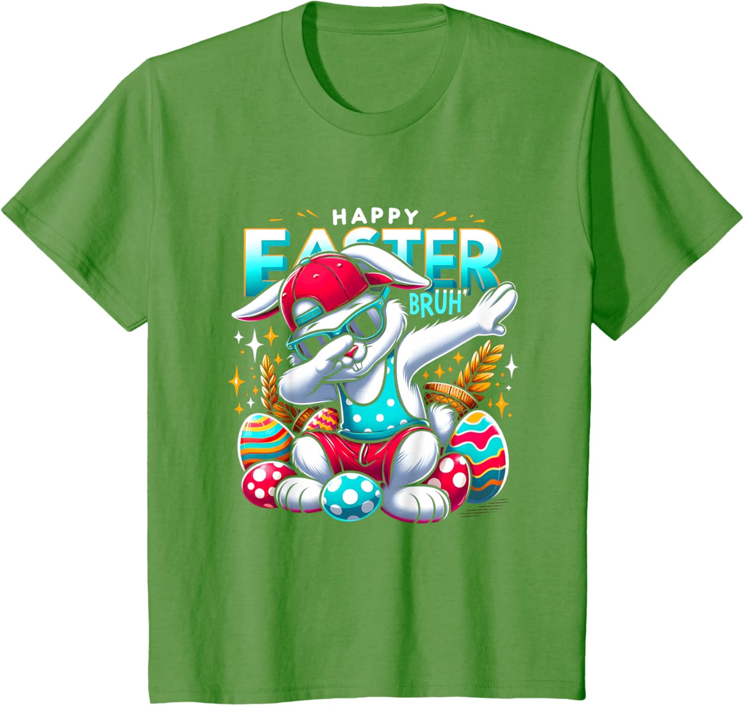 Dabbing Bunny Happy Easter Bruh Funny Dab Boy Christian Eggs T-Shirt