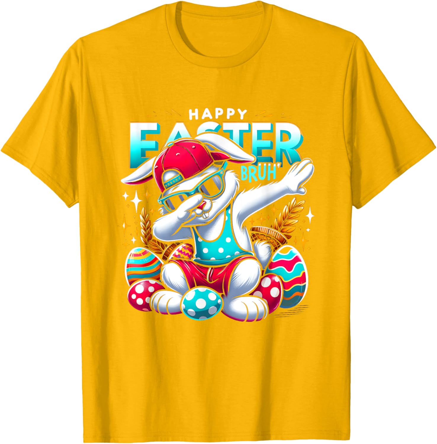 Dabbing Bunny Happy Easter Bruh Funny Dab Boy Christian Eggs T-Shirt