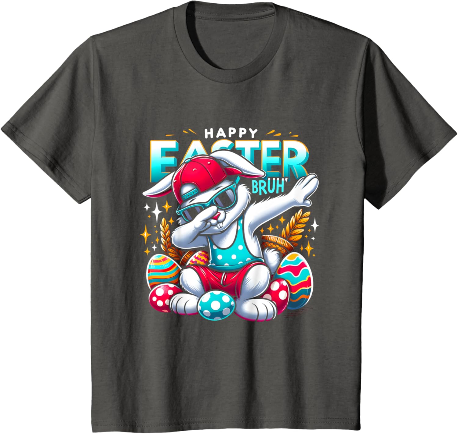 Dabbing Bunny Happy Easter Bruh Funny Dab Boy Christian Eggs T-Shirt