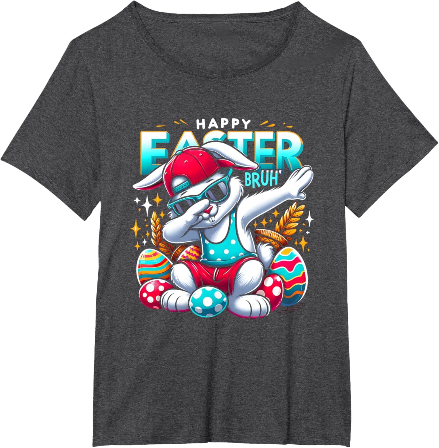 Dabbing Bunny Happy Easter Bruh Funny Dab Boy Christian Eggs T-Shirt