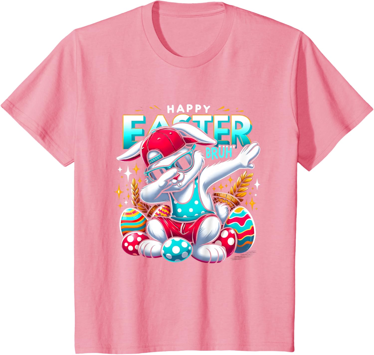 Dabbing Bunny Happy Easter Bruh Funny Dab Boy Christian Eggs T-Shirt