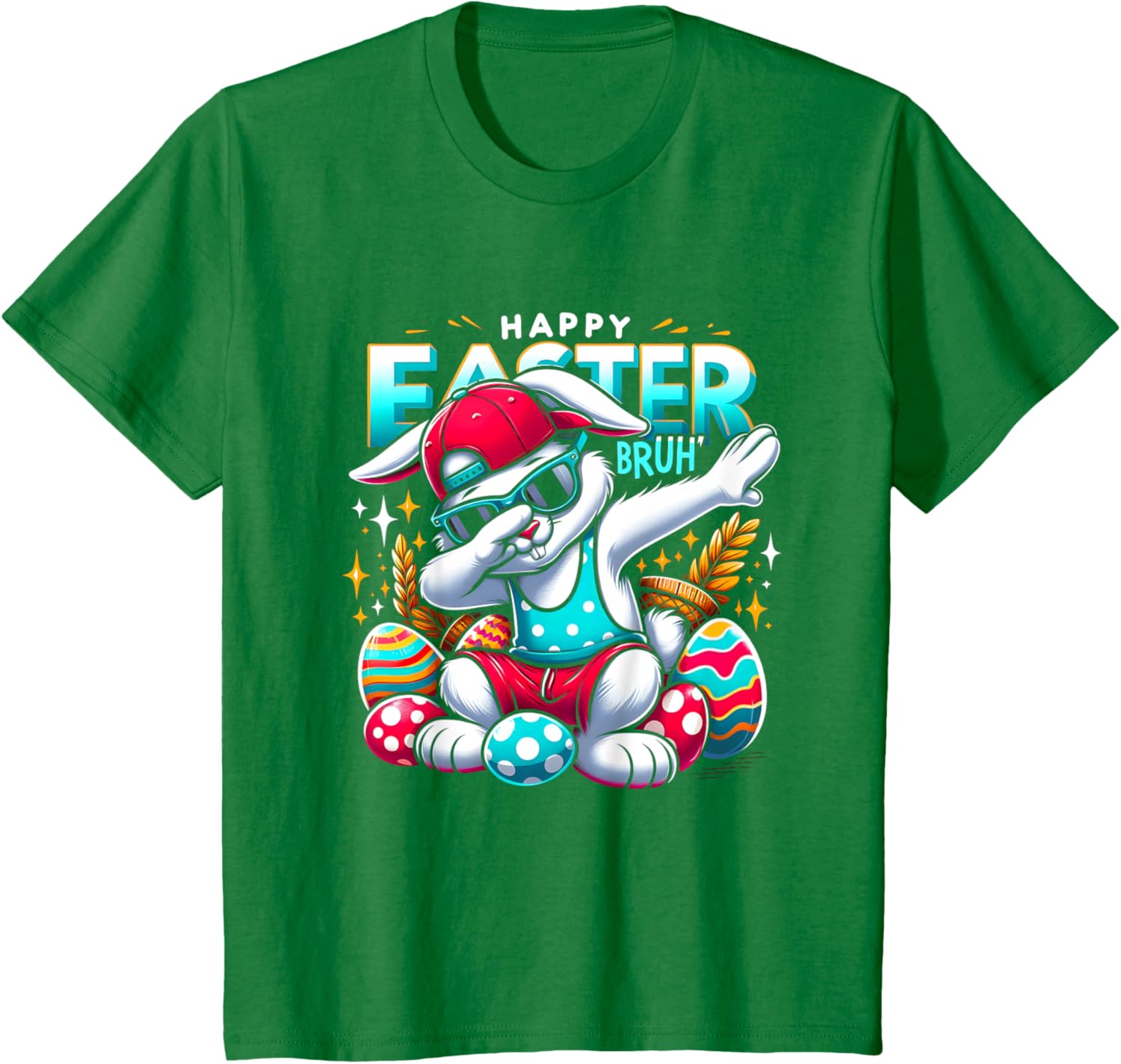 Dabbing Bunny Happy Easter Bruh Funny Dab Boy Christian Eggs T-Shirt