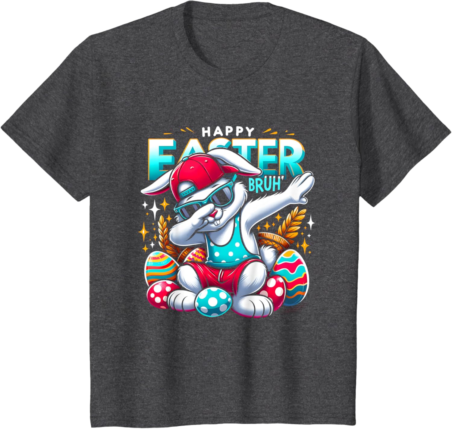 Dabbing Bunny Happy Easter Bruh Funny Dab Boy Christian Eggs T-Shirt