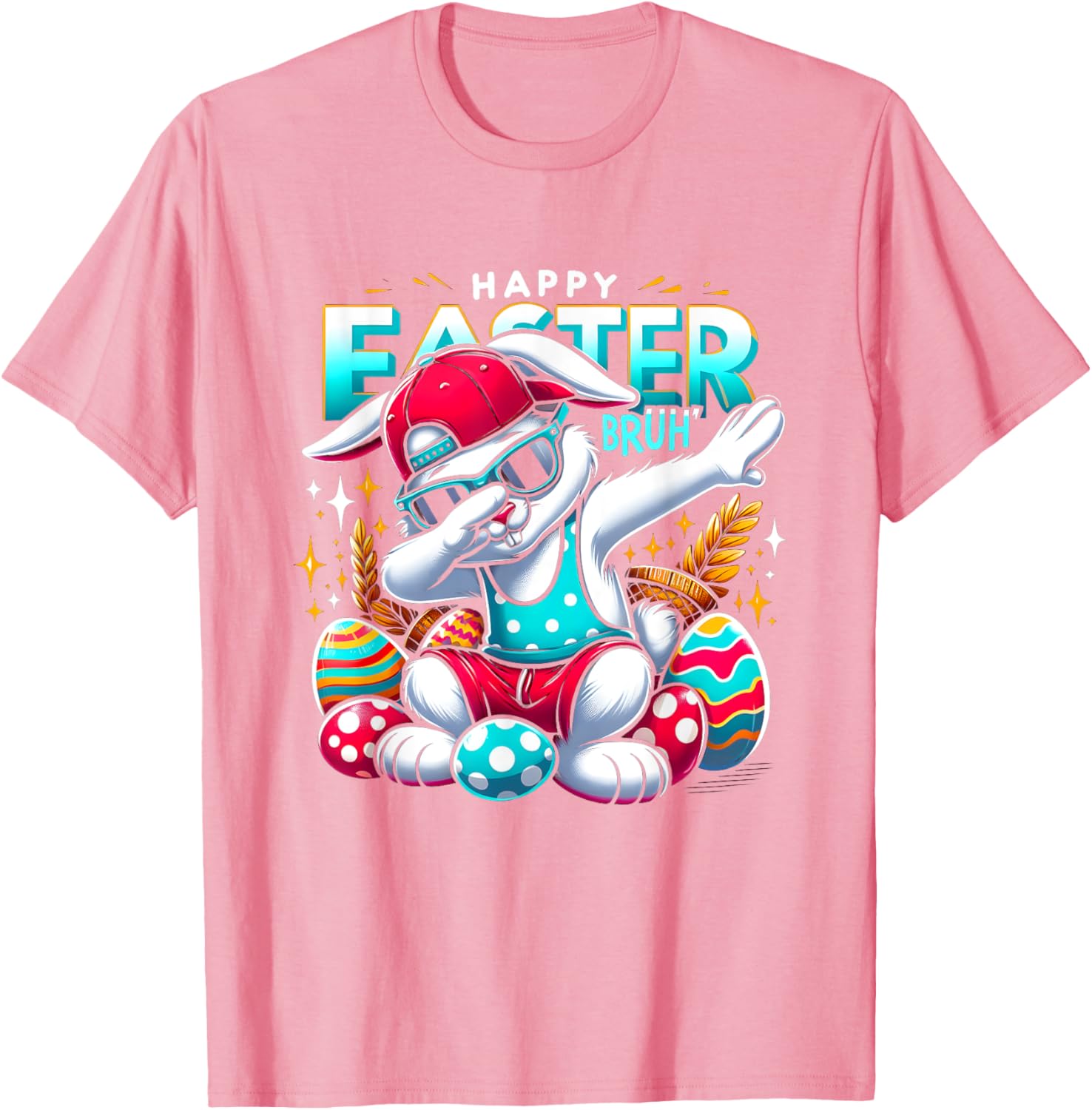 Dabbing Bunny Happy Easter Bruh Funny Dab Boy Christian Eggs T-Shirt