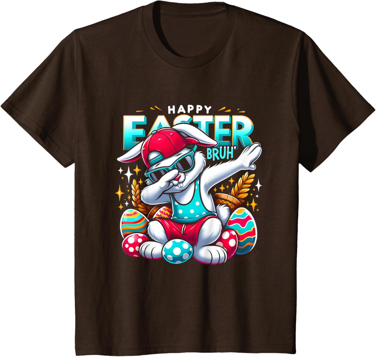 Dabbing Bunny Happy Easter Bruh Funny Dab Boy Christian Eggs T-Shirt