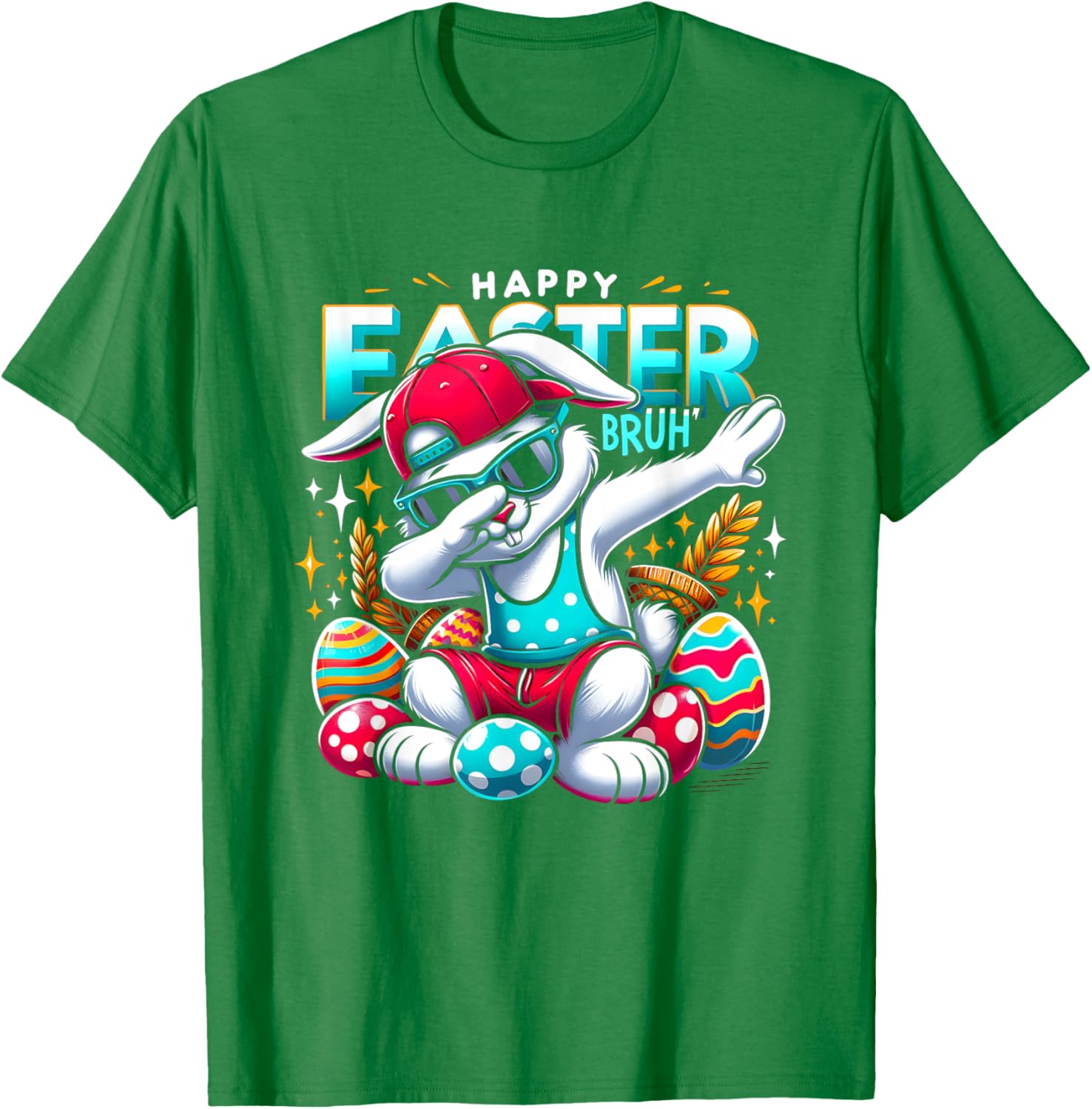 Dabbing Bunny Happy Easter Bruh Funny Dab Boy Christian Eggs T-Shirt