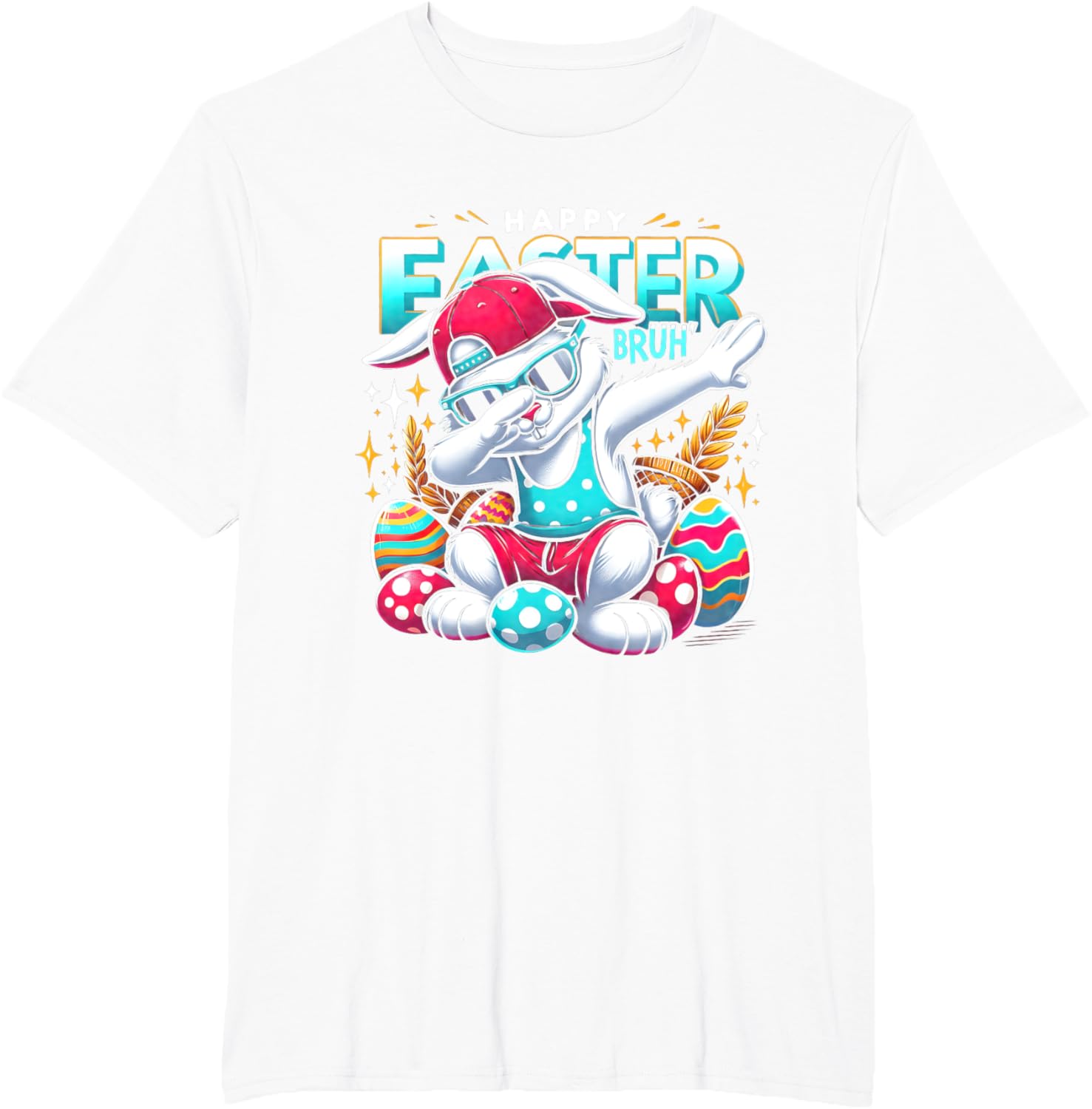 Dabbing Bunny Happy Easter Bruh Funny Dab Boy Christian Eggs T-Shirt