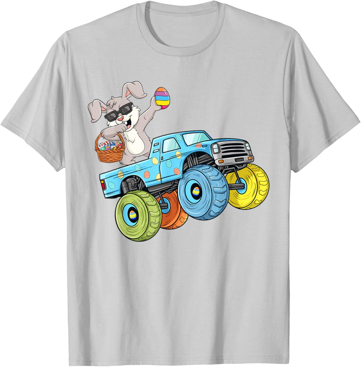 Dabbing Bunny Happy Easter Monster Truck Boys Girls Kids T-Shirt