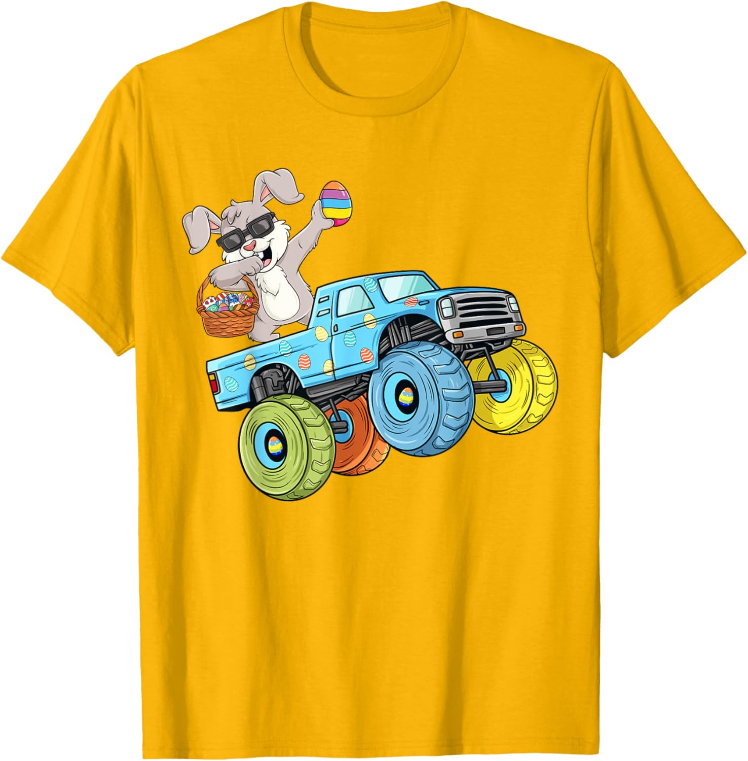 Dabbing Bunny Happy Easter Monster Truck Boys Girls Kids T-Shirt