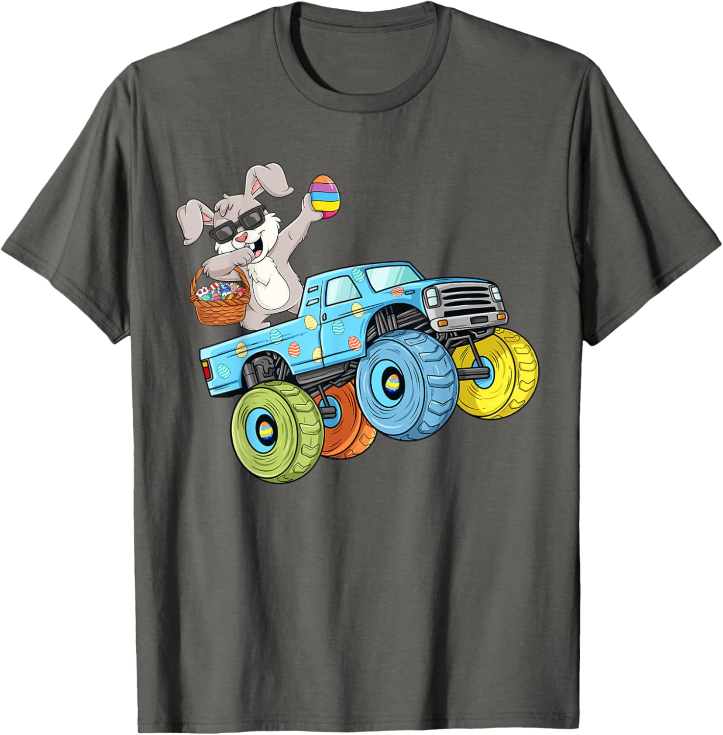 Dabbing Bunny Happy Easter Monster Truck Boys Girls Kids T-Shirt