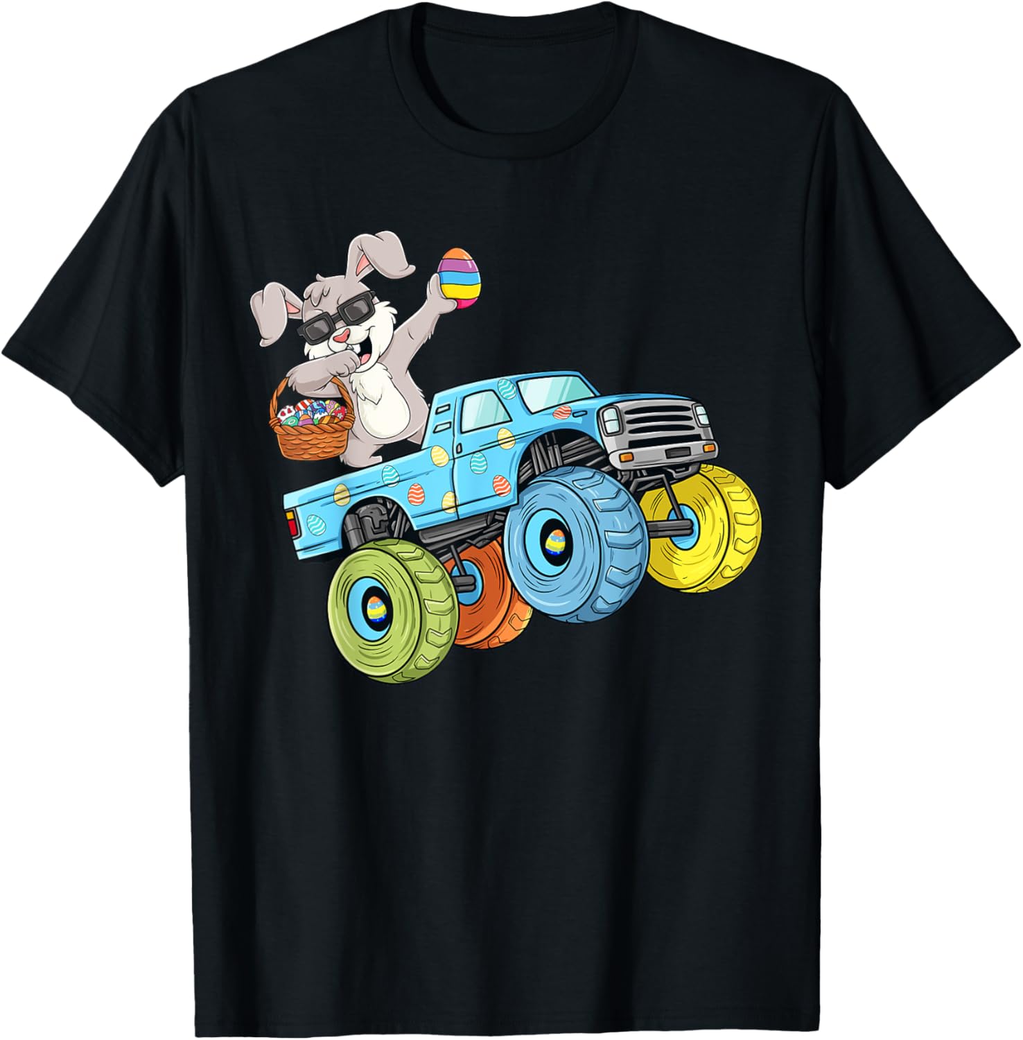 Dabbing Bunny Happy Easter Monster Truck Boys Girls Kids T-Shirt