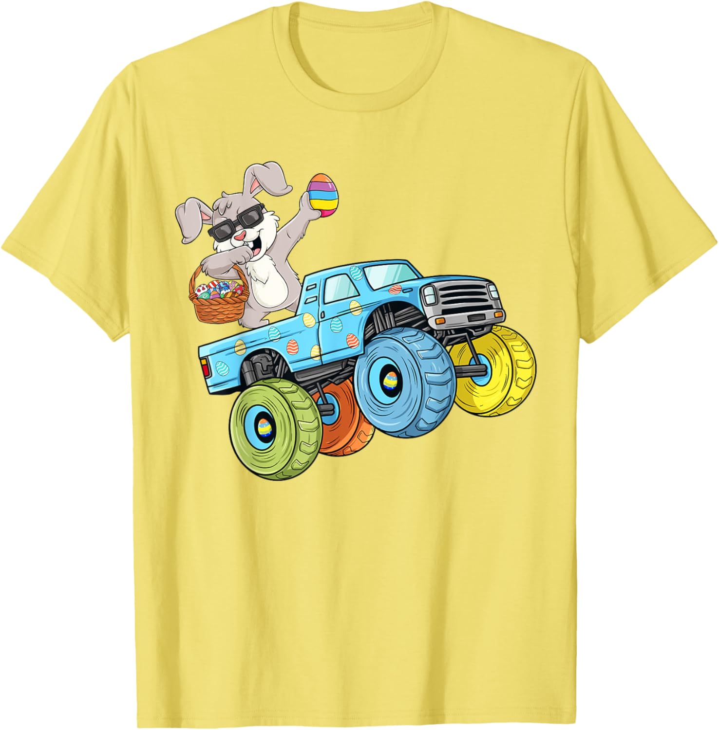 Dabbing Bunny Happy Easter Monster Truck Boys Girls Kids T-Shirt