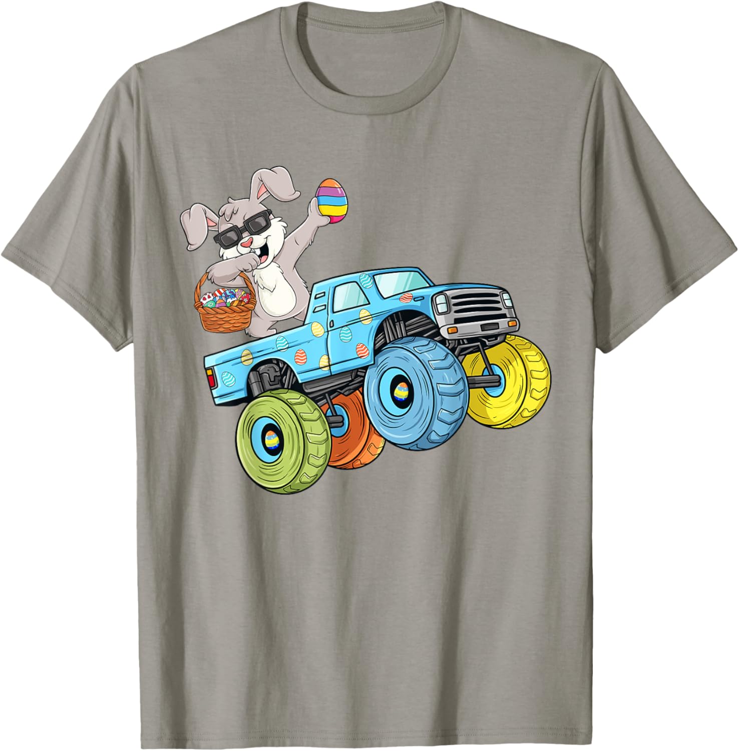 Dabbing Bunny Happy Easter Monster Truck Boys Girls Kids T-Shirt