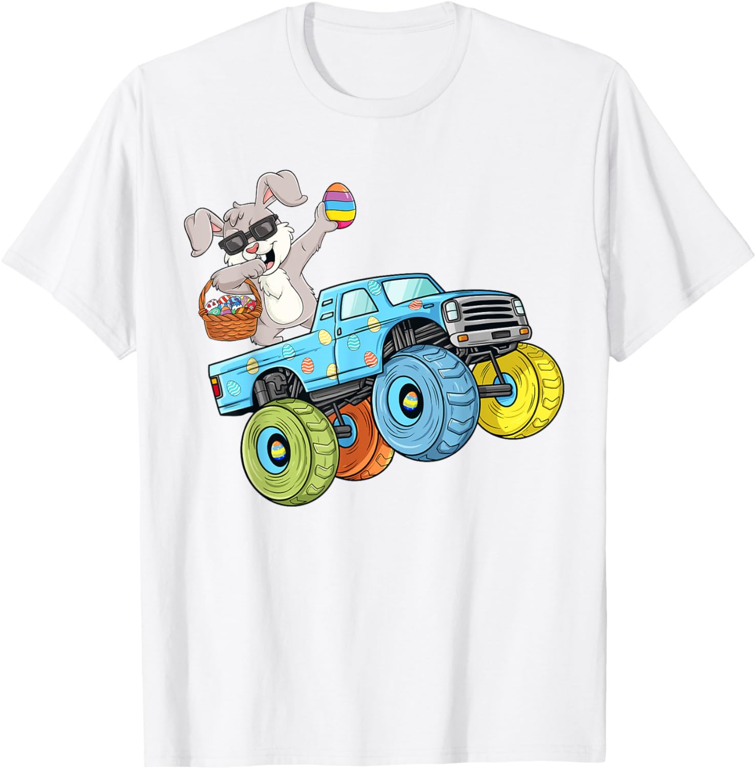 Dabbing Bunny Happy Easter Monster Truck Boys Girls Kids T-Shirt