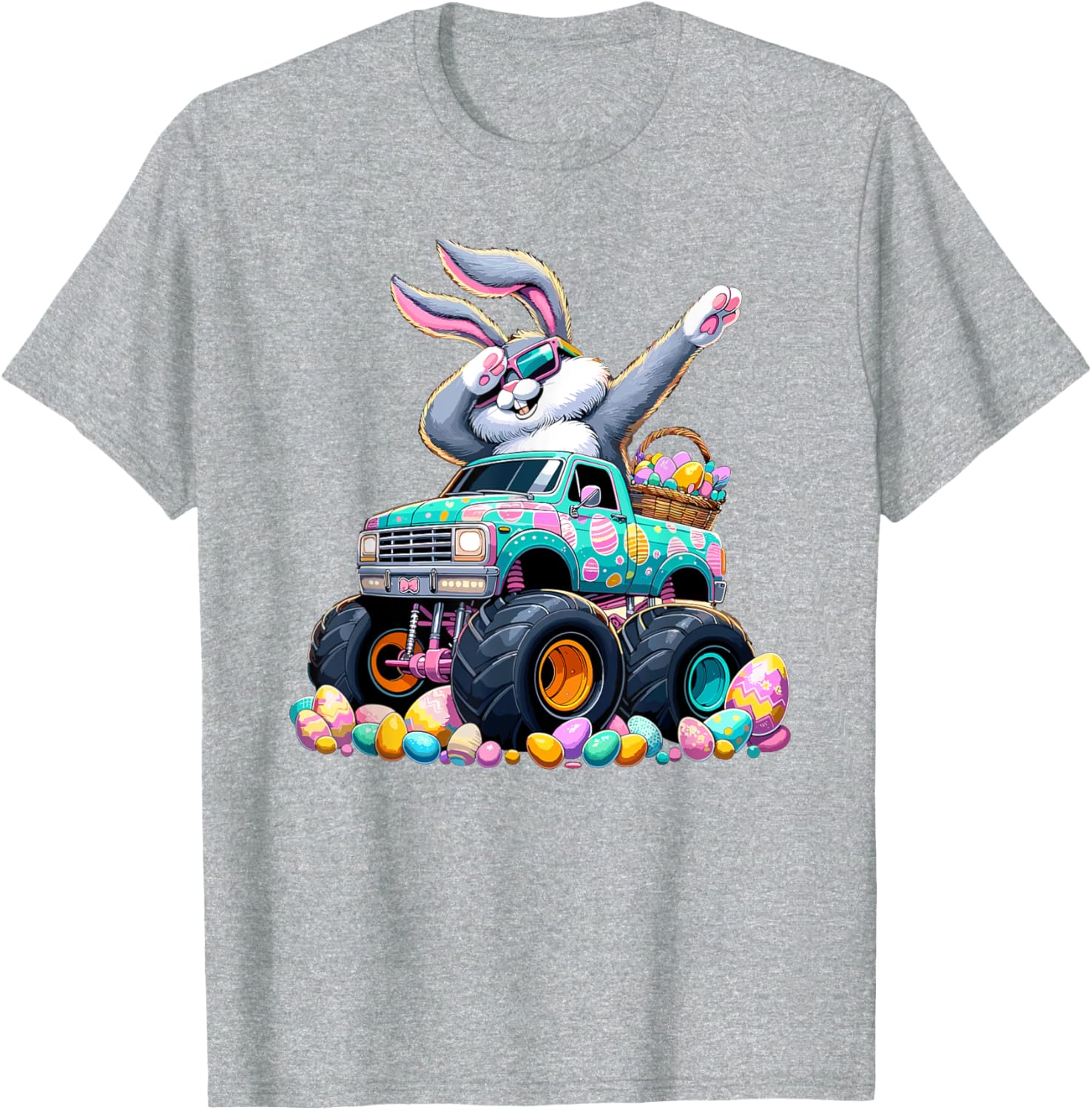 Dabbing Bunny Happy Easter Monster Truck Easter T-Shirt