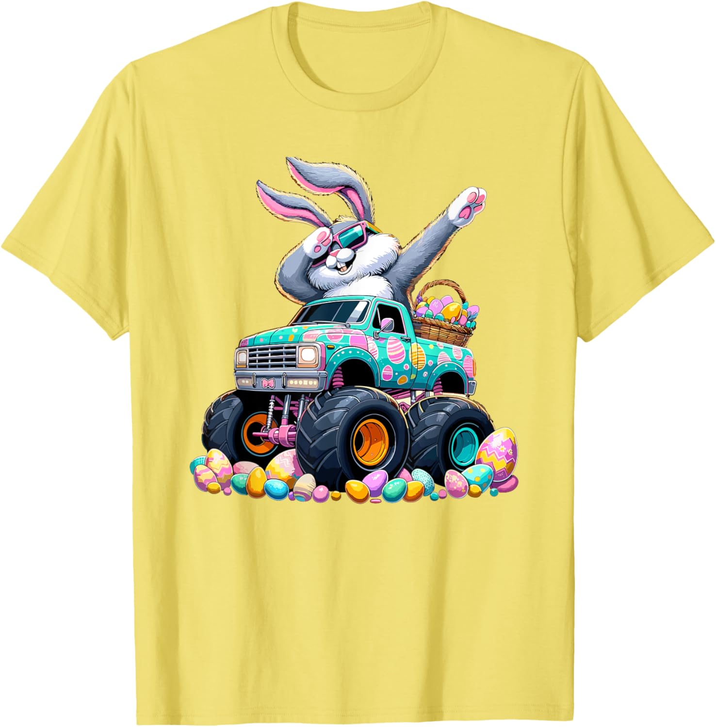 Dabbing Bunny Happy Easter Monster Truck Easter T-Shirt