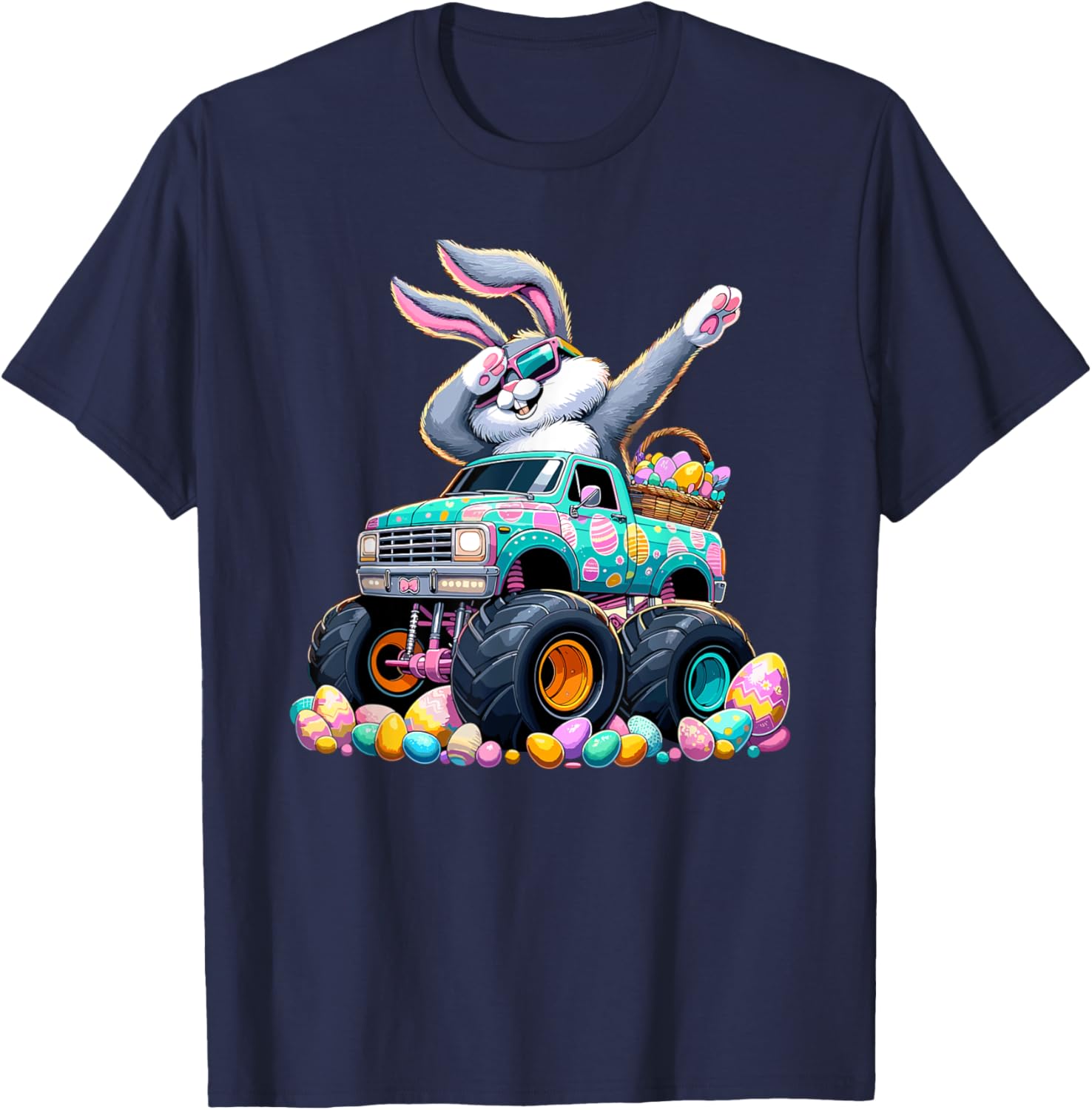 Dabbing Bunny Happy Easter Monster Truck Easter T-Shirt