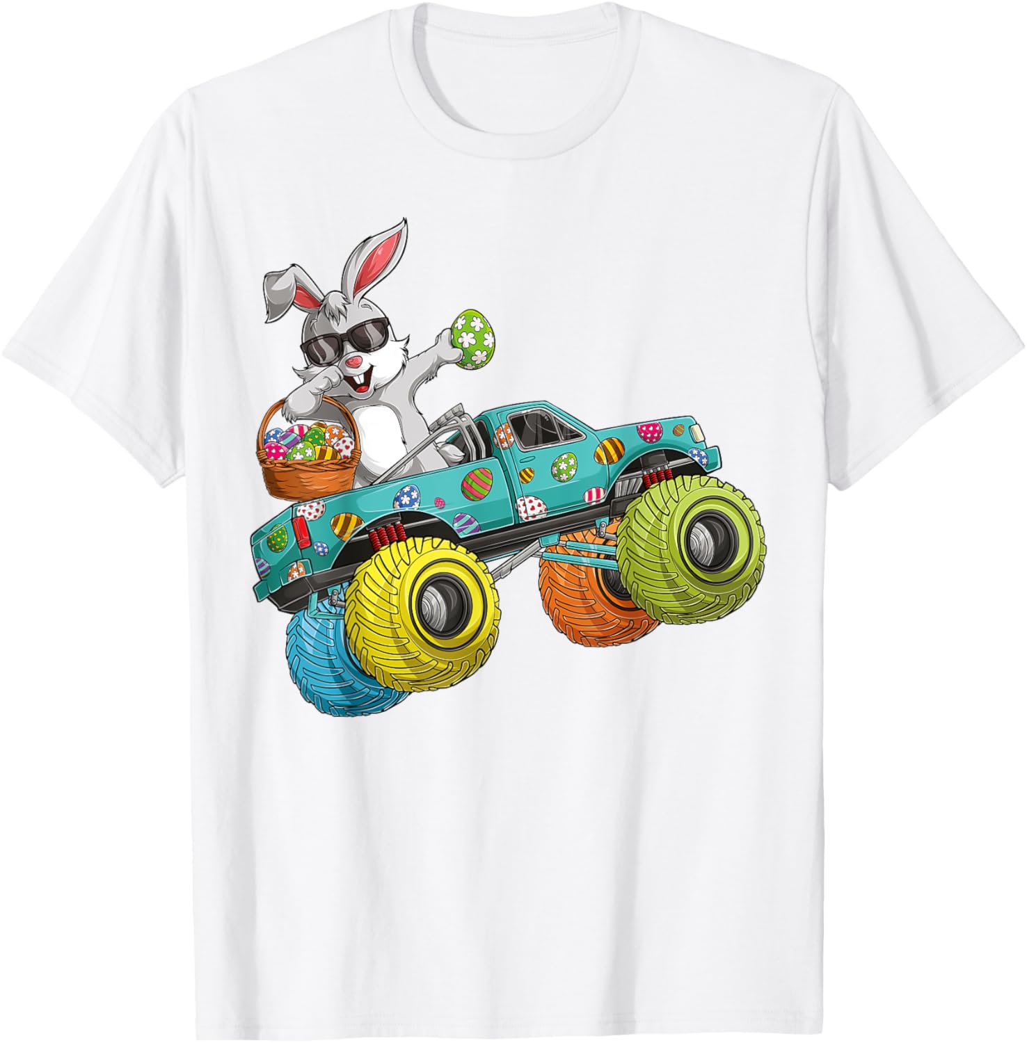 Dabbing Bunny Happy Easter Monster Truck Lovers Kids Boys T-Shirt