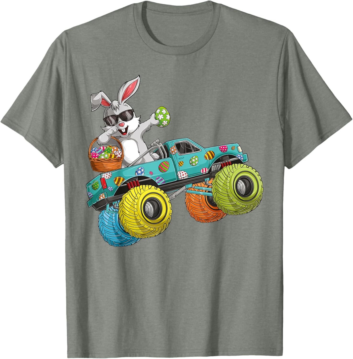 Dabbing Bunny Happy Easter Monster Truck Lovers Kids Boys T-Shirt