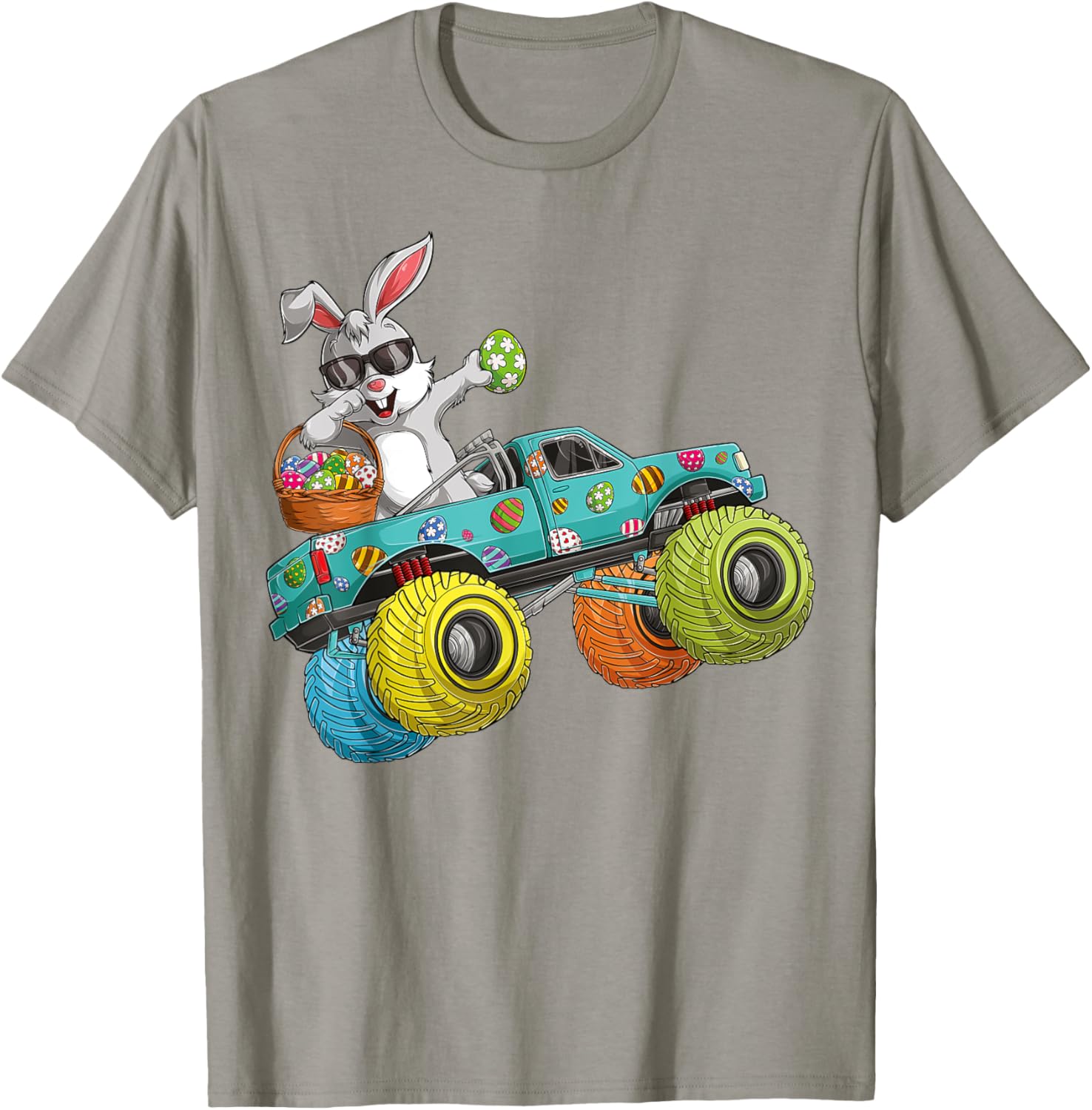 Dabbing Bunny Happy Easter Monster Truck Lovers Kids Boys T-Shirt