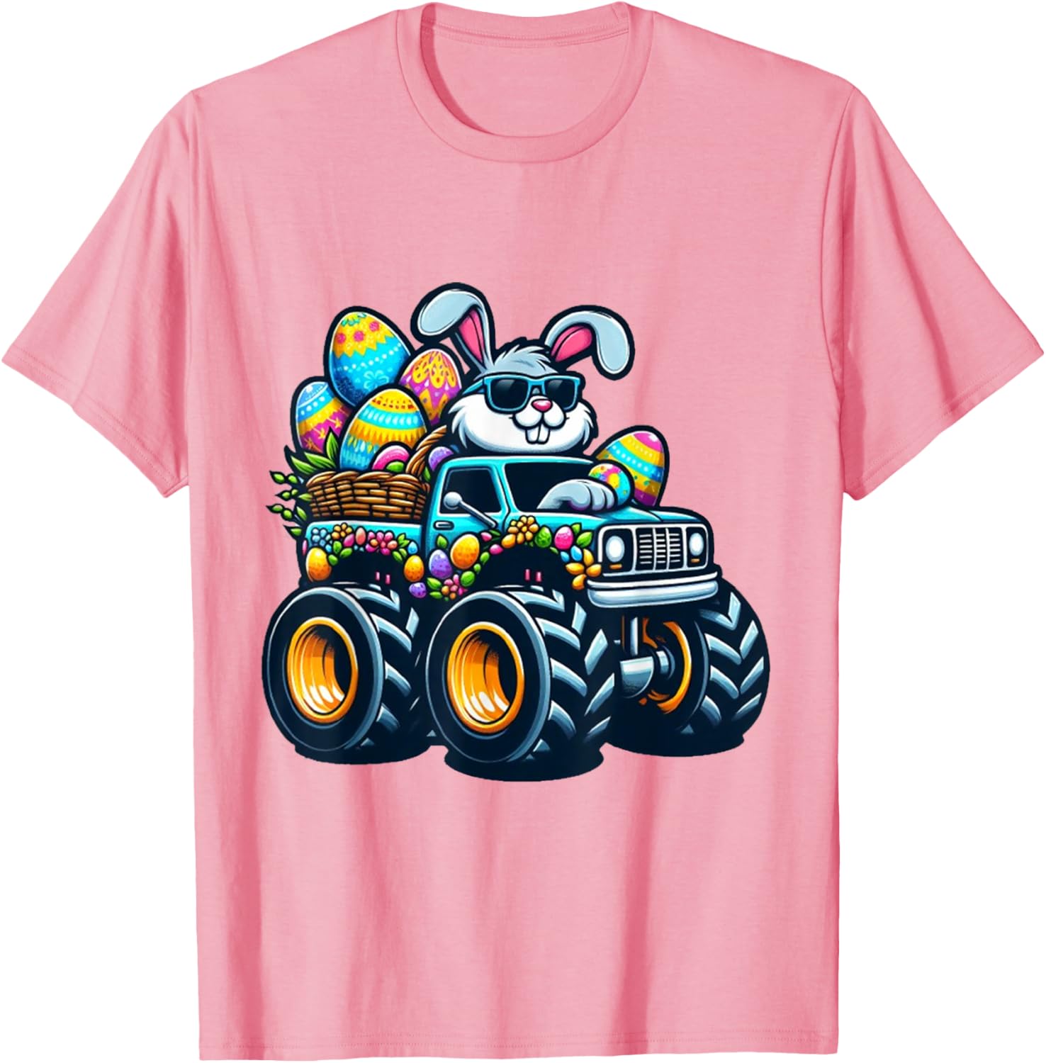 Dabbing Bunny Happy Easter Monster Trucks Lovers Kids Boys T-Shirt