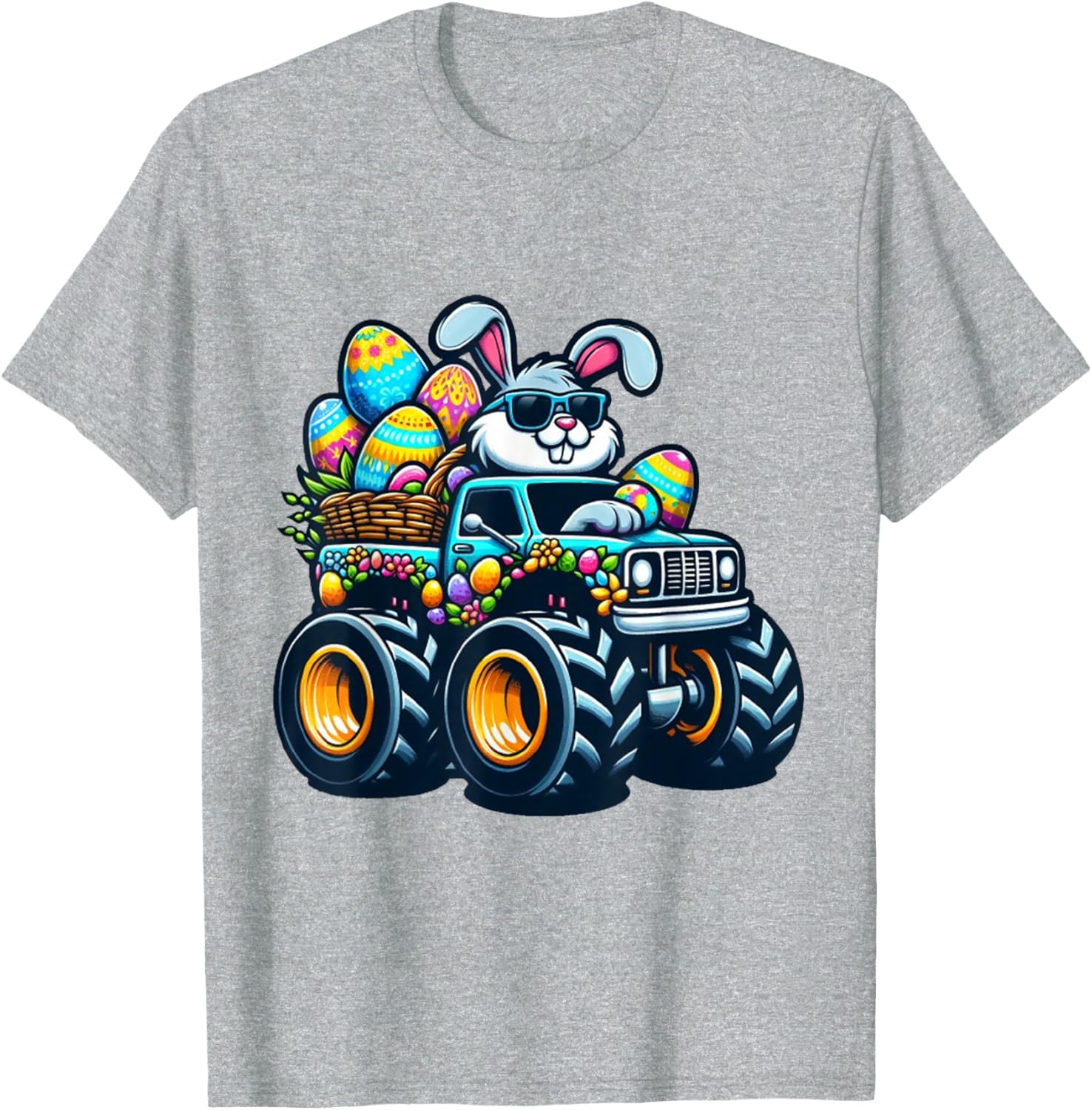 Dabbing Bunny Happy Easter Monster Trucks Lovers Kids Boys T-Shirt