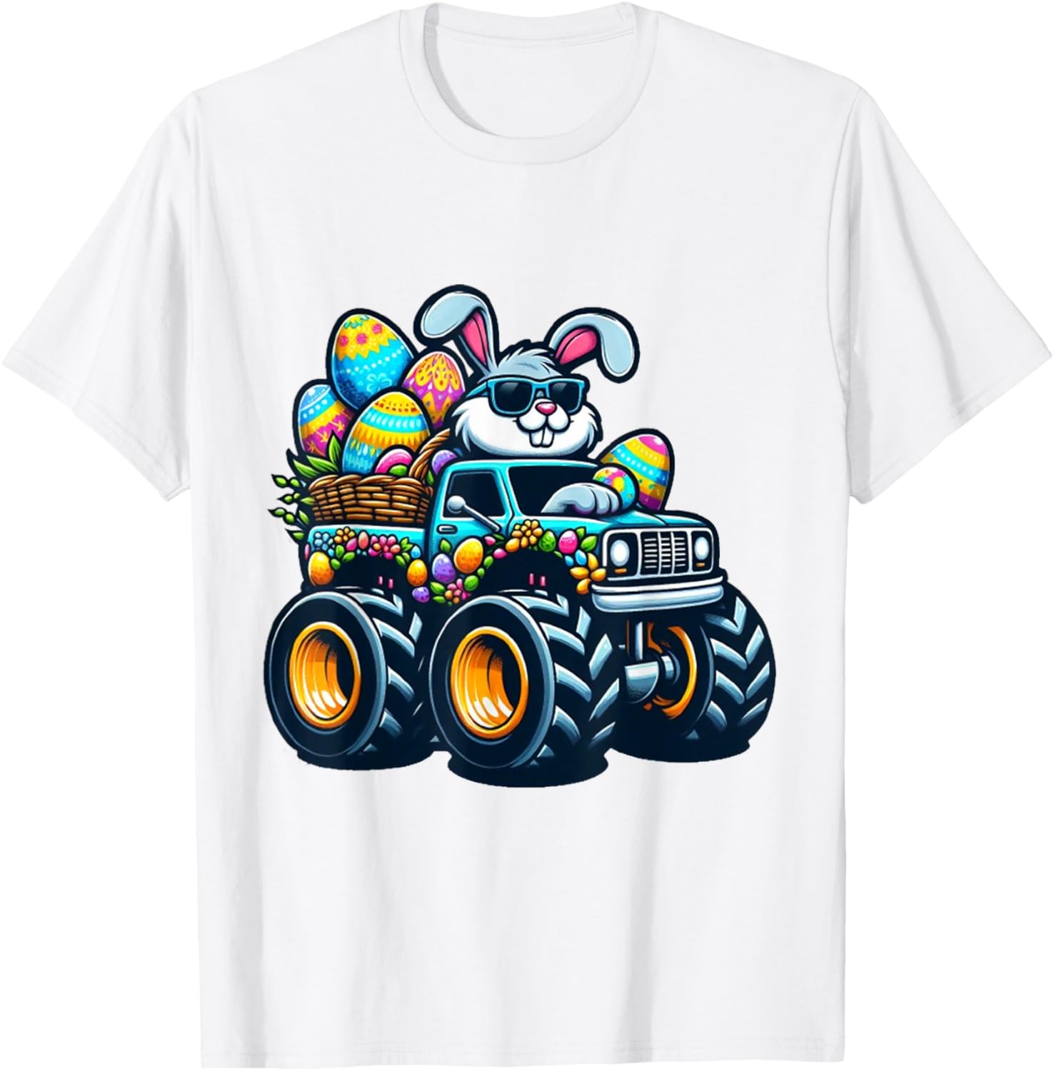 Dabbing Bunny Happy Easter Monster Trucks Lovers Kids Boys T-Shirt