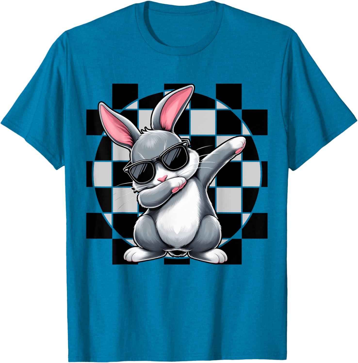 Dabbing Bunny Rabbit Checkered Easter Day Boys Dab Dance T-Shirt