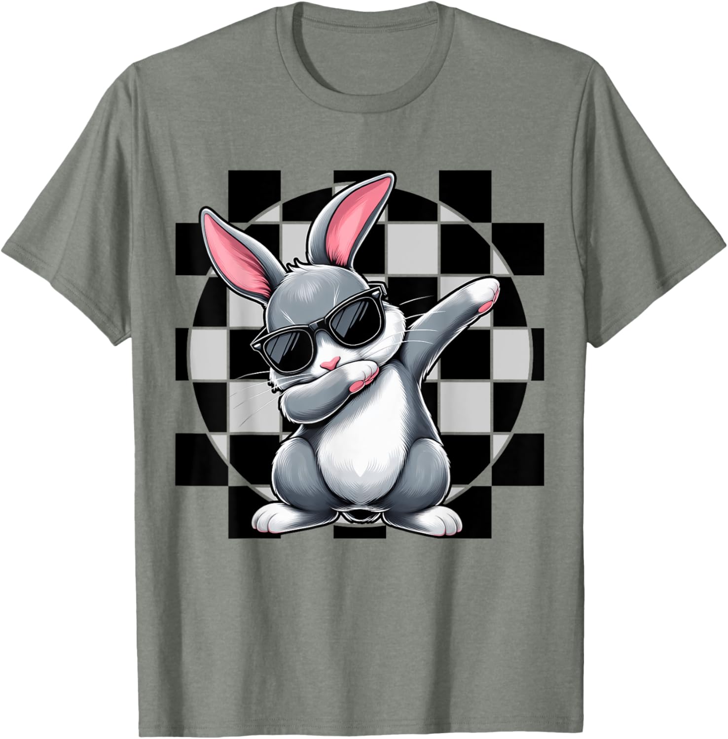 Dabbing Bunny Rabbit Checkered Easter Day Boys Dab Dance T-Shirt