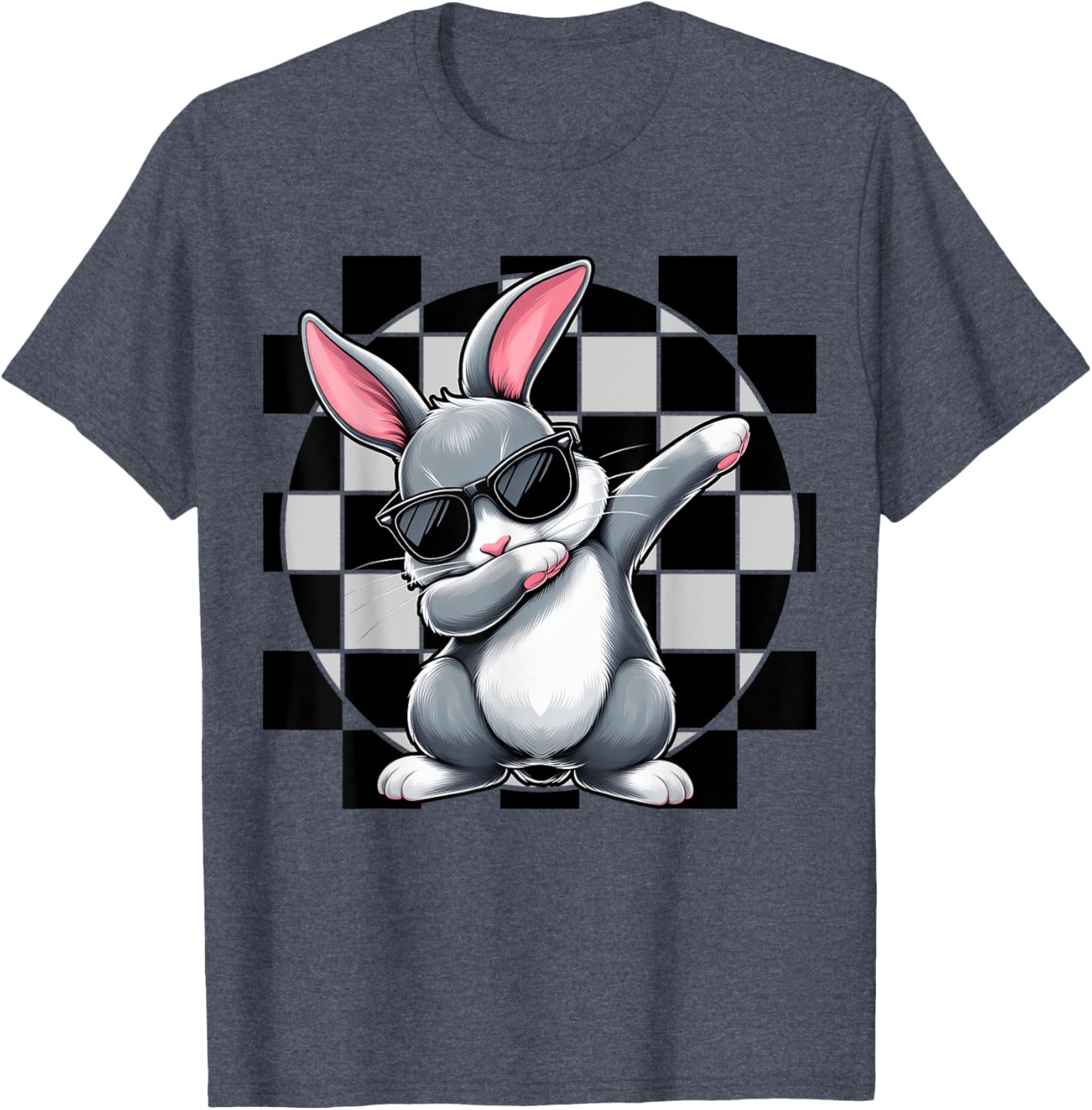 Dabbing Bunny Rabbit Checkered Easter Day Boys Dab Dance T-Shirt