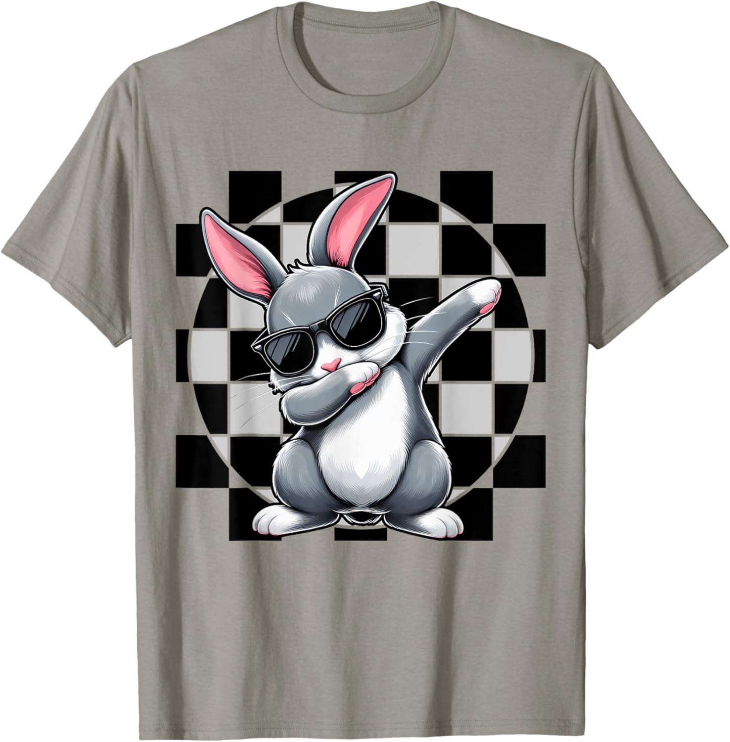 Dabbing Bunny Rabbit Checkered Easter Day Boys Dab Dance T-Shirt