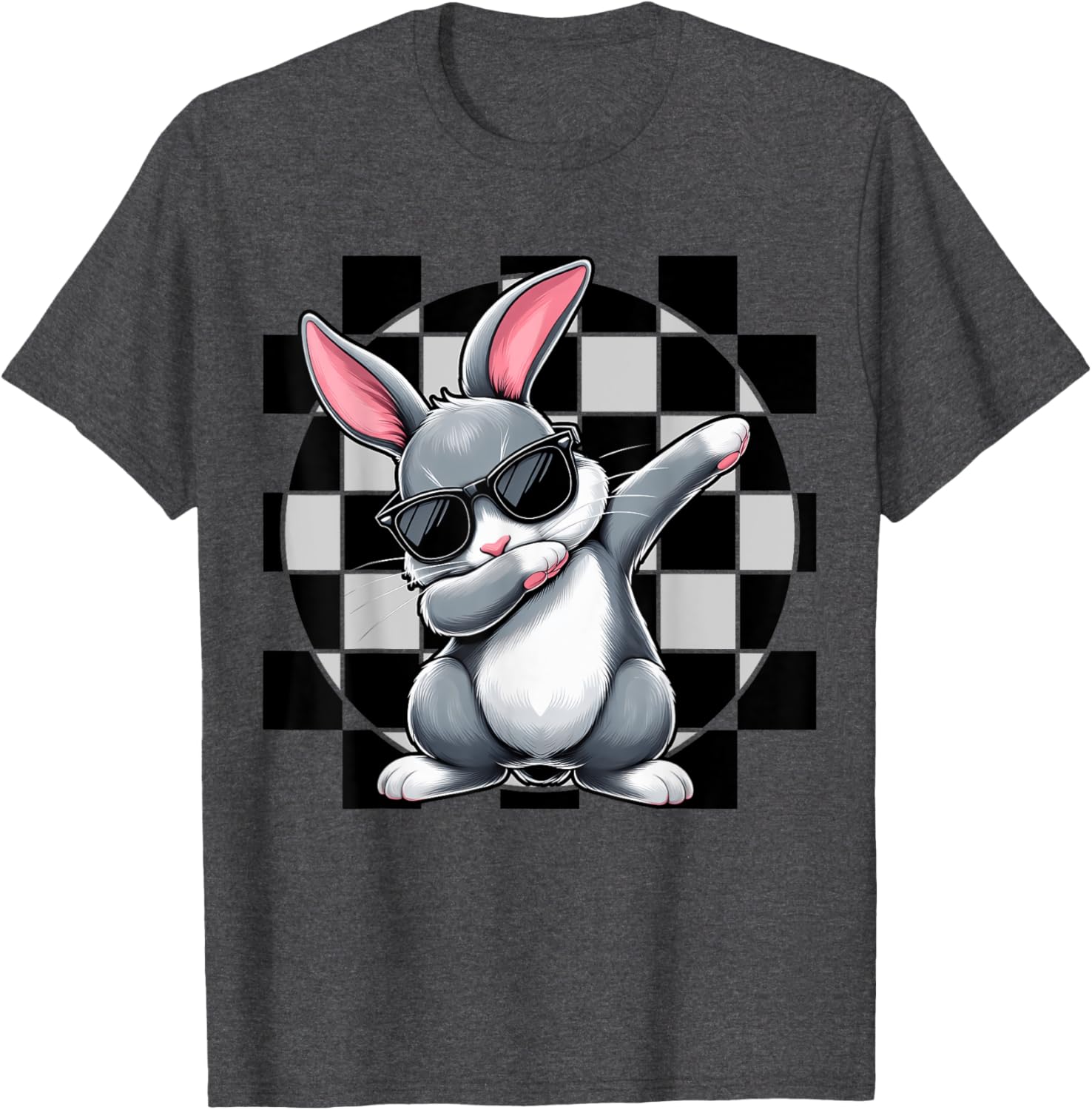 Dabbing Bunny Rabbit Checkered Easter Day Boys Dab Dance T-Shirt