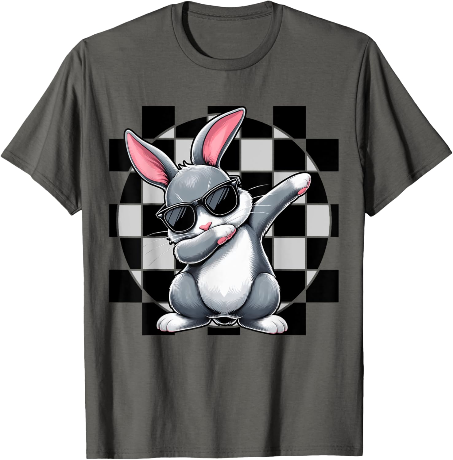 Dabbing Bunny Rabbit Checkered Easter Day Boys Dab Dance T-Shirt