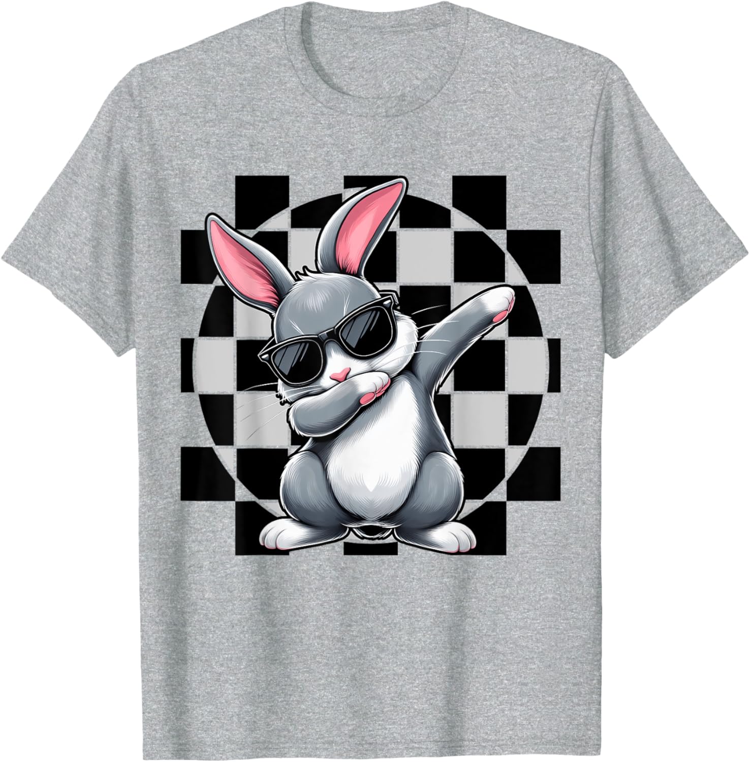 Dabbing Bunny Rabbit Checkered Easter Day Boys Dab Dance T-Shirt