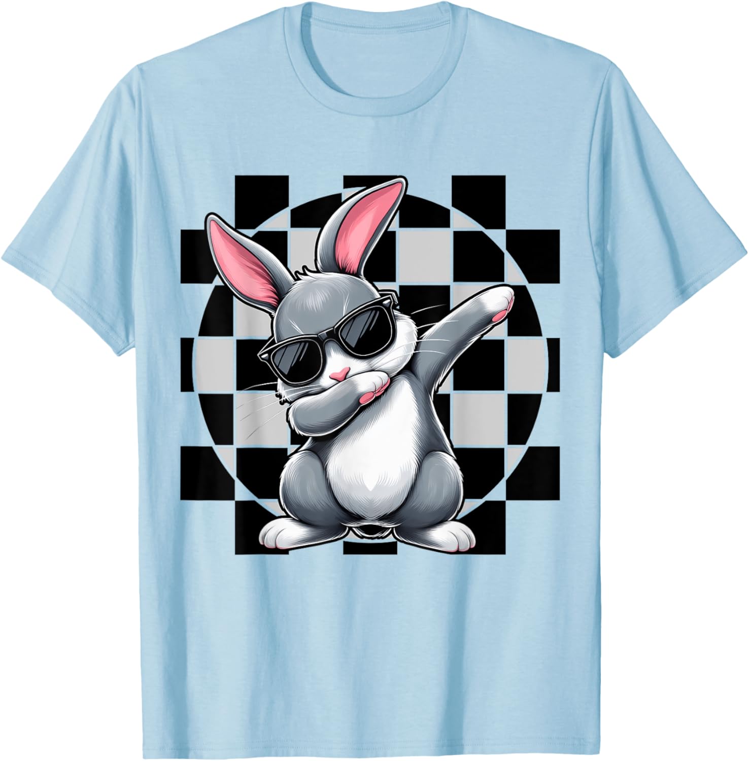 Dabbing Bunny Rabbit Checkered Easter Day Boys Dab Dance T-Shirt