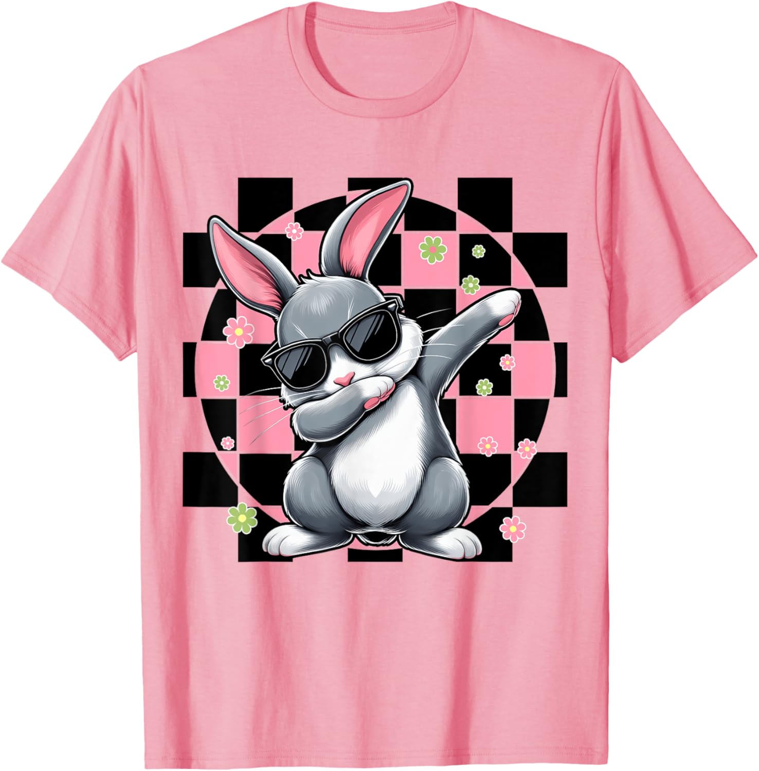 Dabbing Bunny Rabbit Floral Easter Day Girls Kids Dab Dance T-Shirt