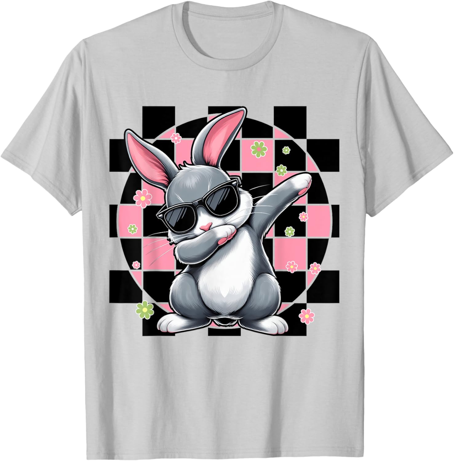 Dabbing Bunny Rabbit Floral Easter Day Girls Kids Dab Dance T-Shirt