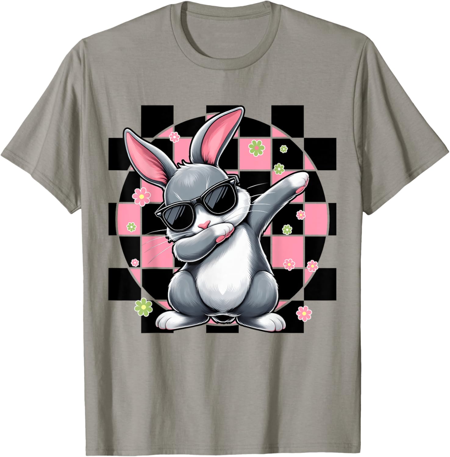 Dabbing Bunny Rabbit Floral Easter Day Girls Kids Dab Dance T-Shirt