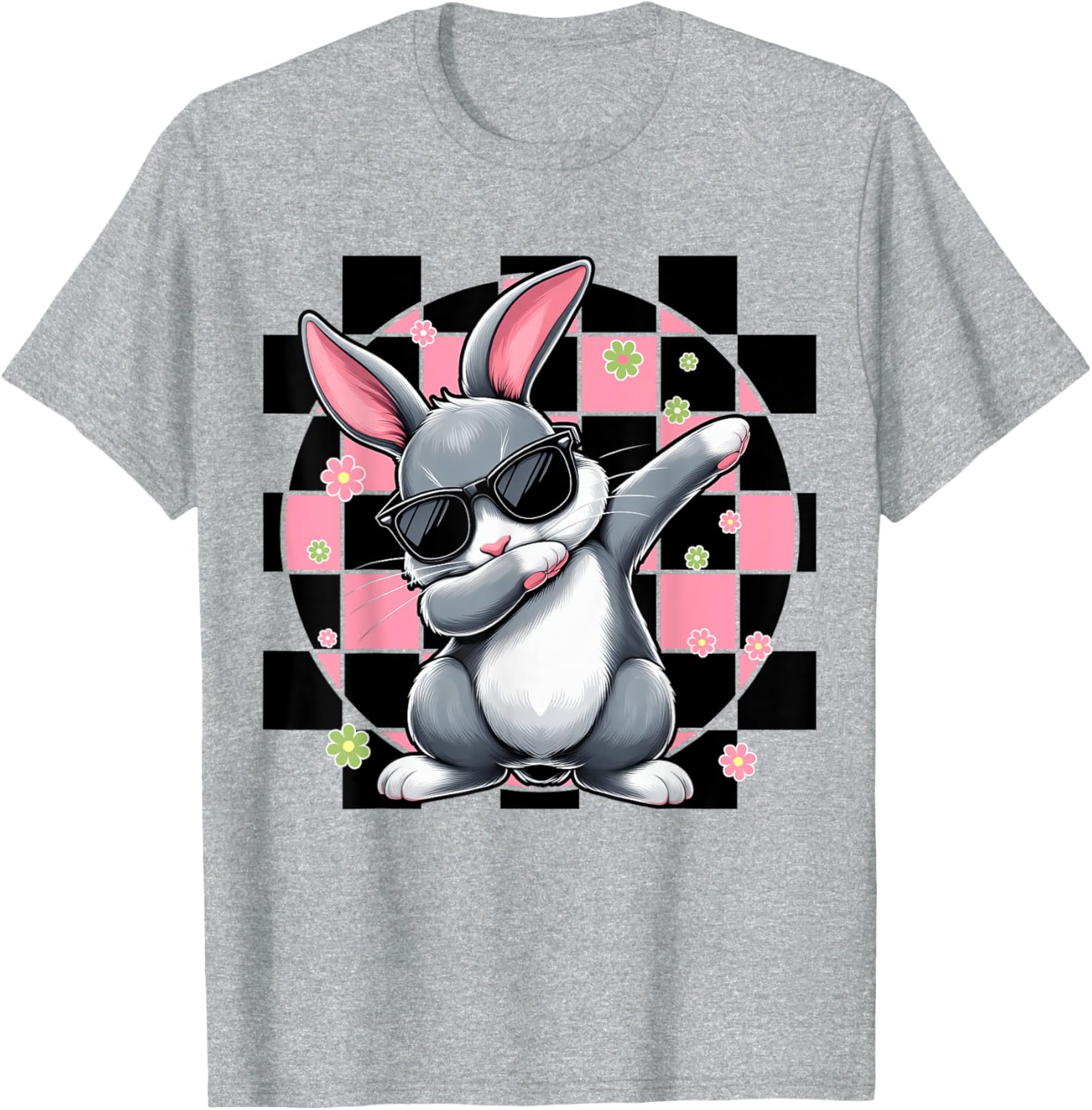 Dabbing Bunny Rabbit Floral Easter Day Girls Kids Dab Dance T-Shirt