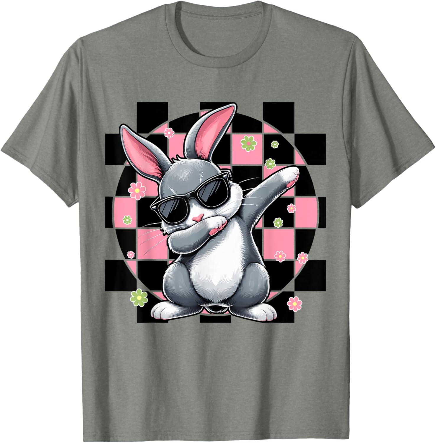 Dabbing Bunny Rabbit Floral Easter Day Girls Kids Dab Dance T-Shirt