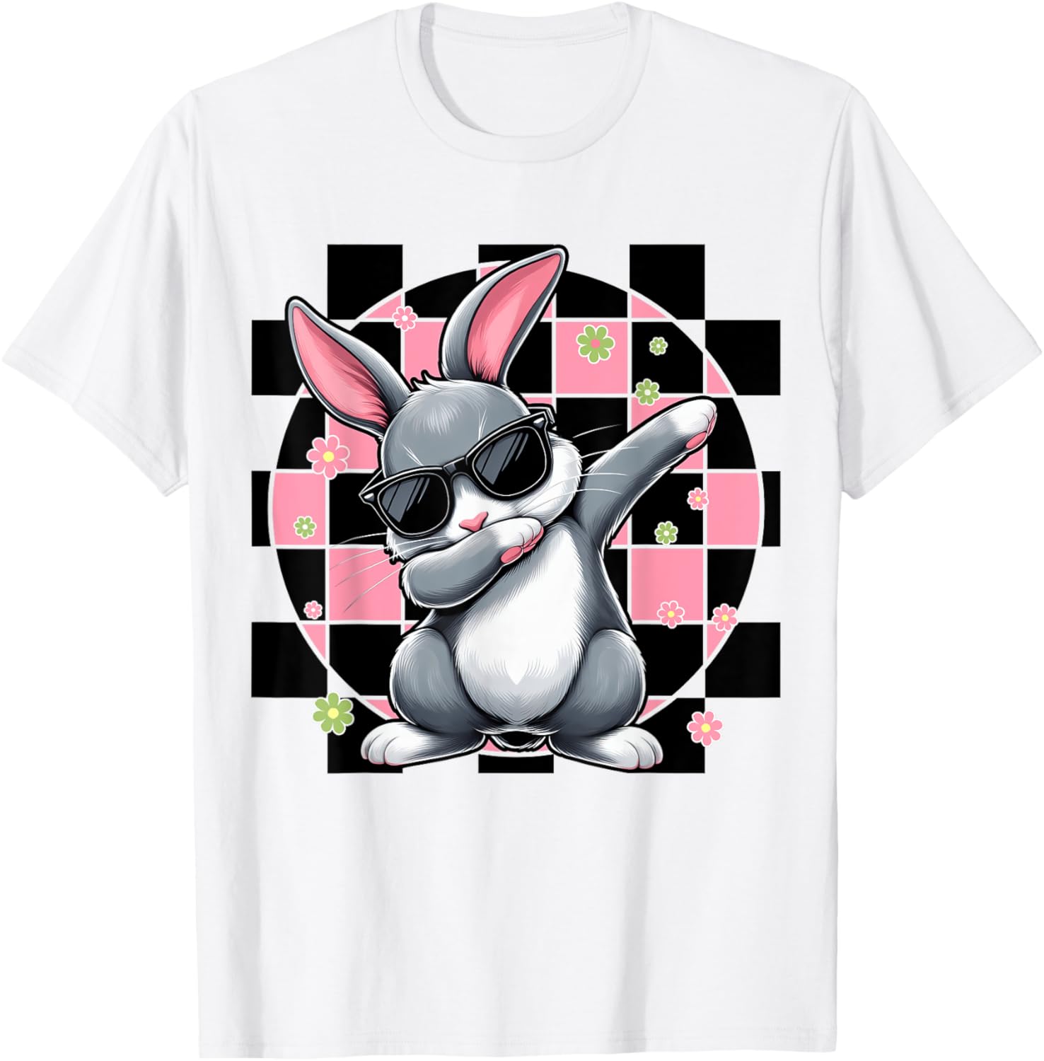 Dabbing Bunny Rabbit Floral Easter Day Girls Kids Dab Dance T-Shirt