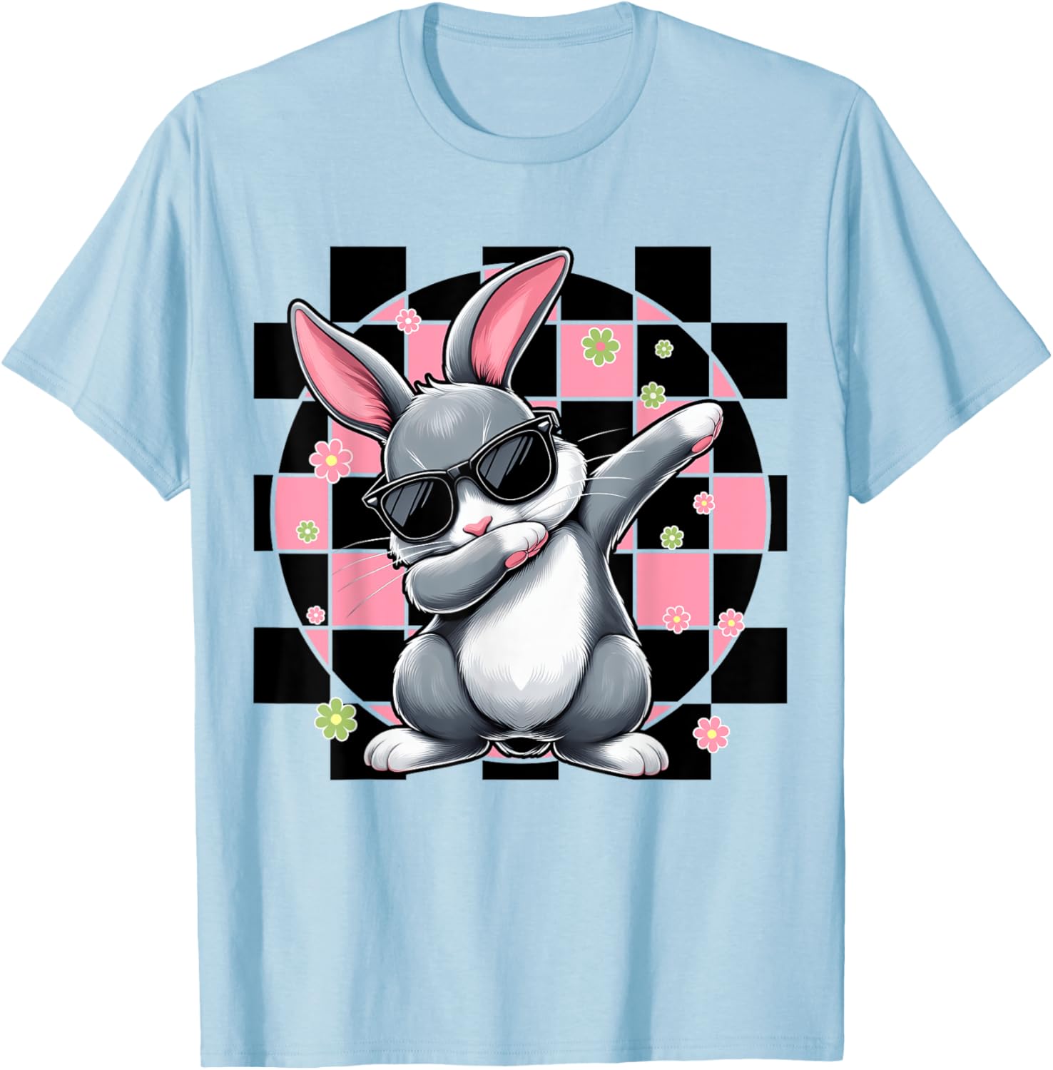 Dabbing Bunny Rabbit Floral Easter Day Girls Kids Dab Dance T-Shirt