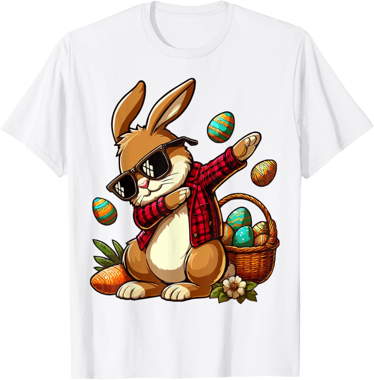 Dabbing Bunny Rabbit Happy Easter eggs For Boys Girls Kids T-Shirt