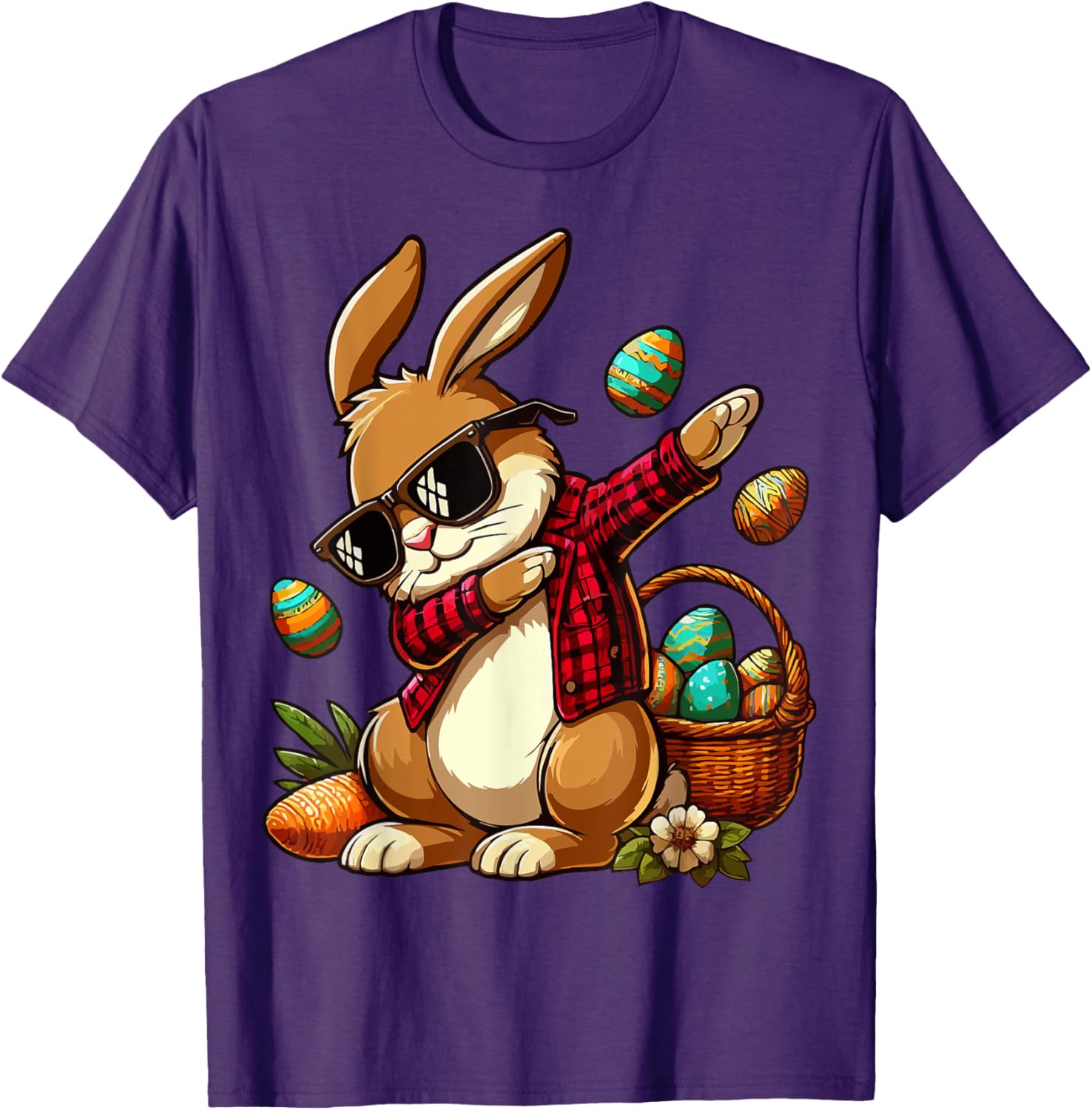 Dabbing Bunny Rabbit Happy Easter eggs For Boys Girls Kids T-Shirt