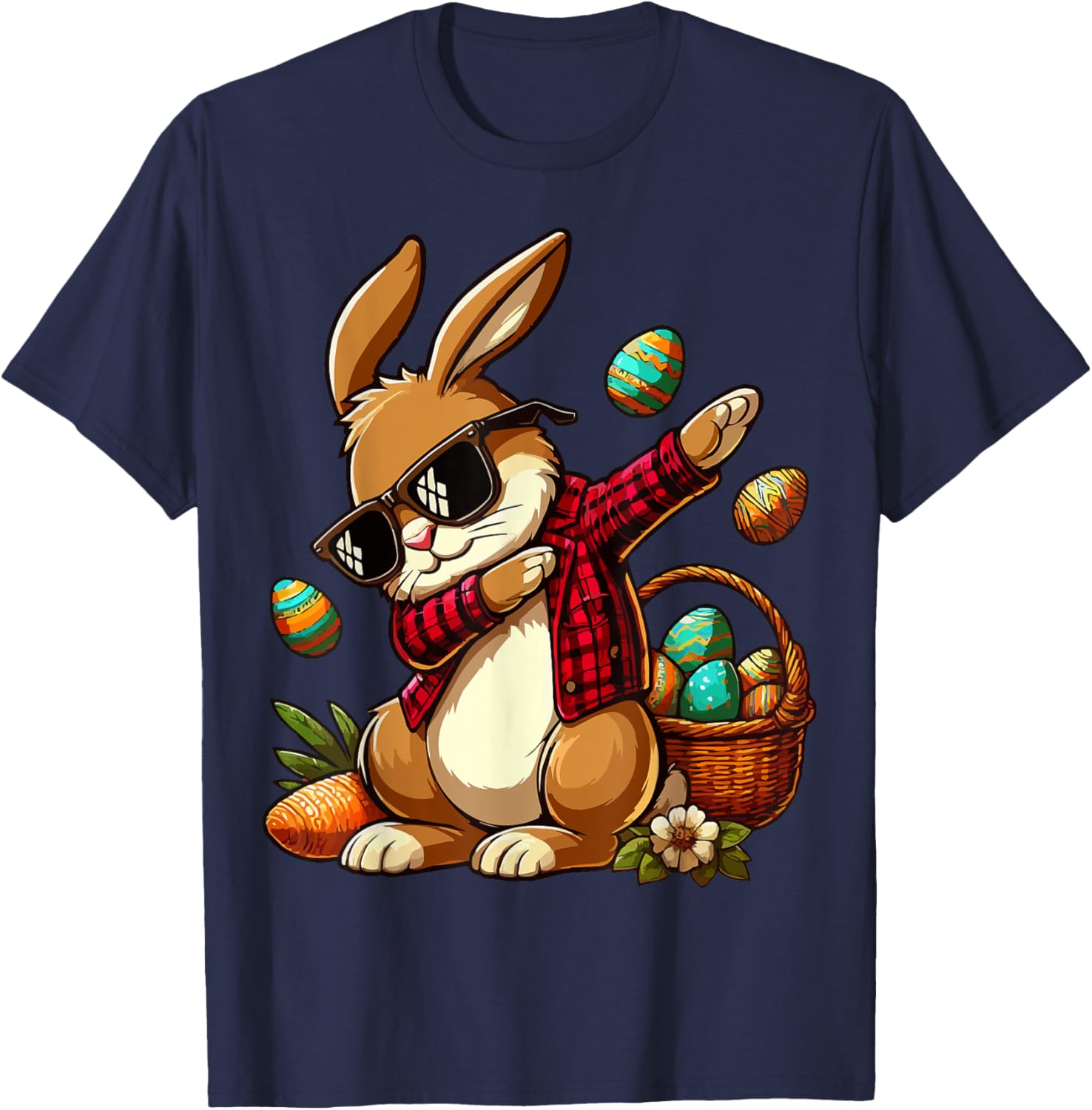 Dabbing Bunny Rabbit Happy Easter eggs For Boys Girls Kids T-Shirt