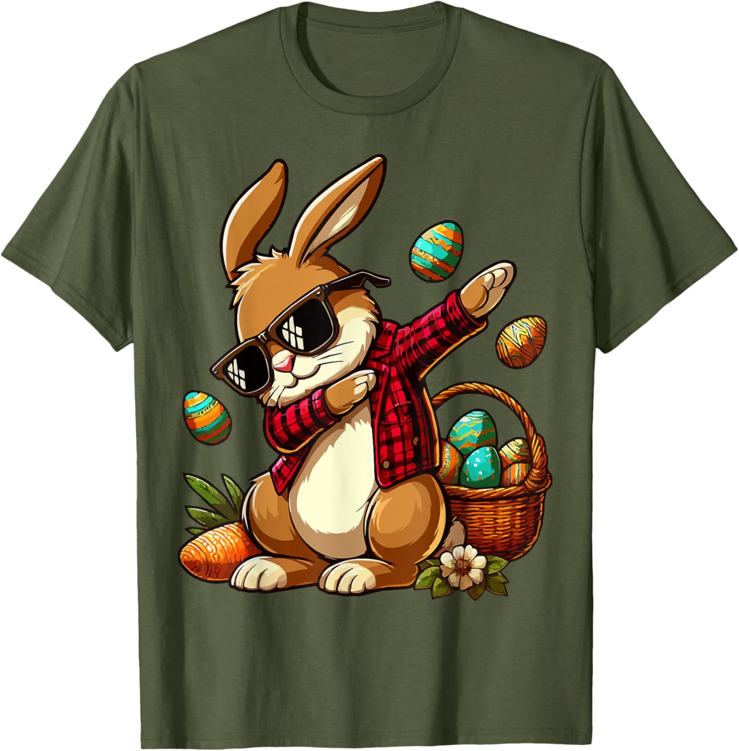 Dabbing Bunny Rabbit Happy Easter eggs For Boys Girls Kids T-Shirt