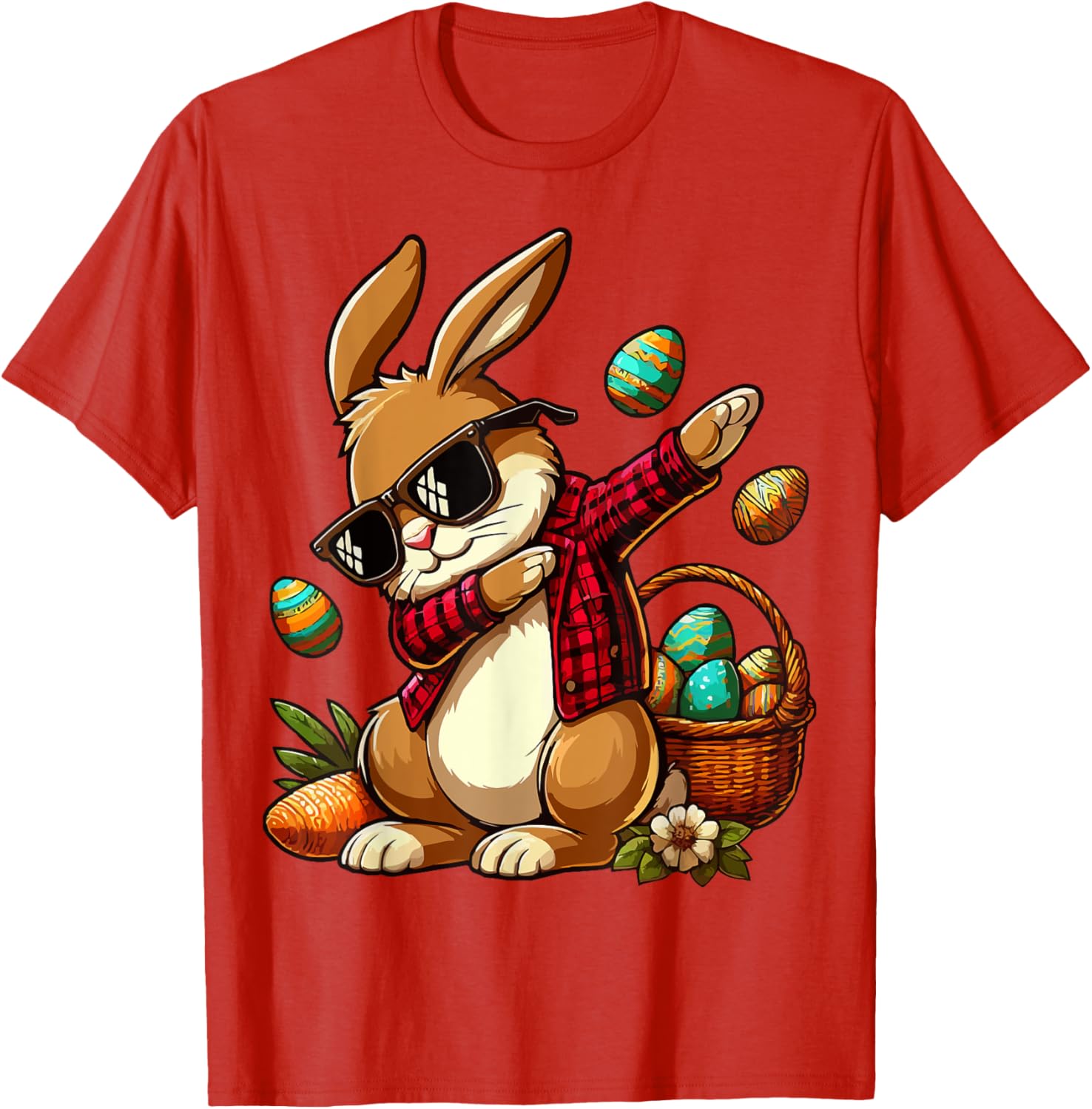 Dabbing Bunny Rabbit Happy Easter eggs For Boys Girls Kids T-Shirt